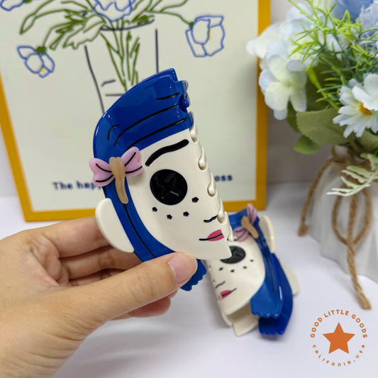 Blue-Haired Girl Double-Sided Claw Hair Claws