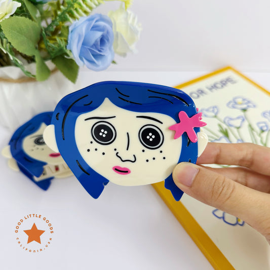 Blue-Haired Girl Double-Sided Claw Hair Claws
