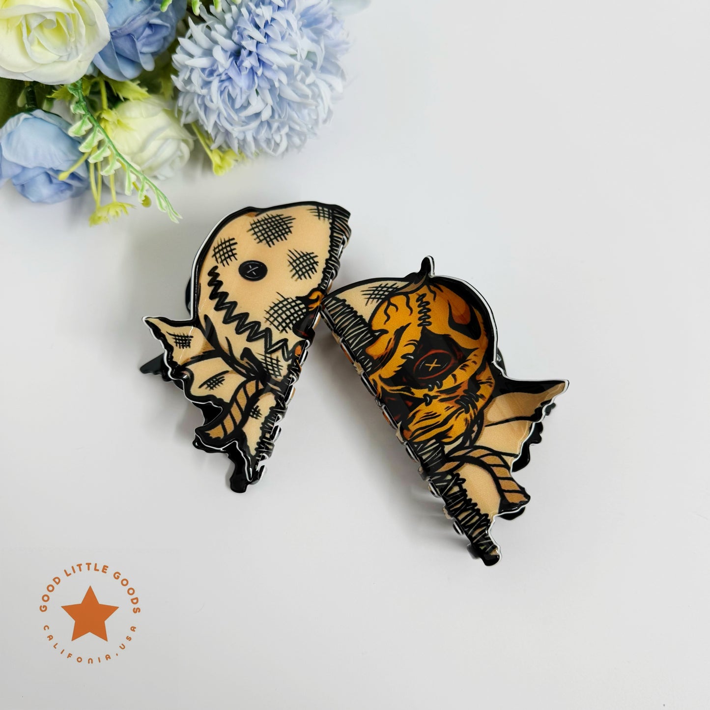 Chucky/Tiffany Fun Horror Character Double-Sided Plastic Claw Hair Clips