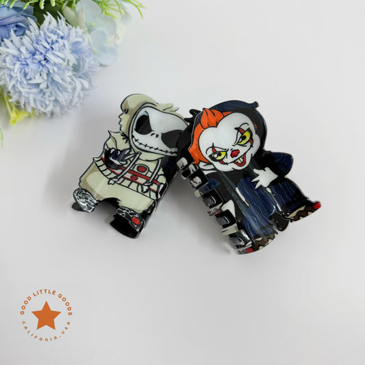 Jack Skellington + pennywise Fun Horror Character Double-Sided Plastic Claw Hair Clips