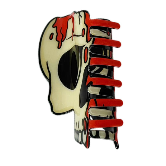 Deadly Skull Blood-Stained Hair Clip | Gothic Dark Horror Themed Hair Accessory for Edgy Styling