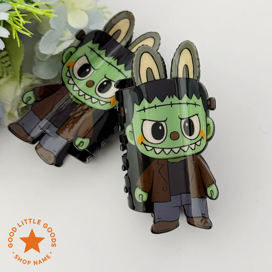 FrankyBuu Horror Double-Sided Hair Claw Clips – Killer Doll Bunny Mix