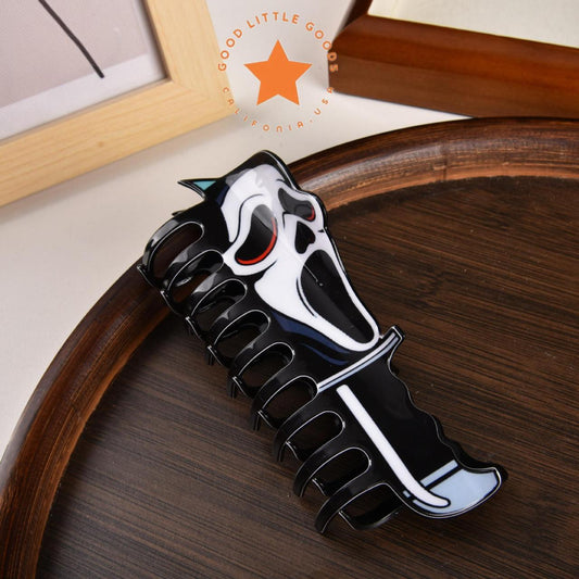 Ghost Face Knife Fun Horror Character Double-Sided Plastic Claw Hair Clips