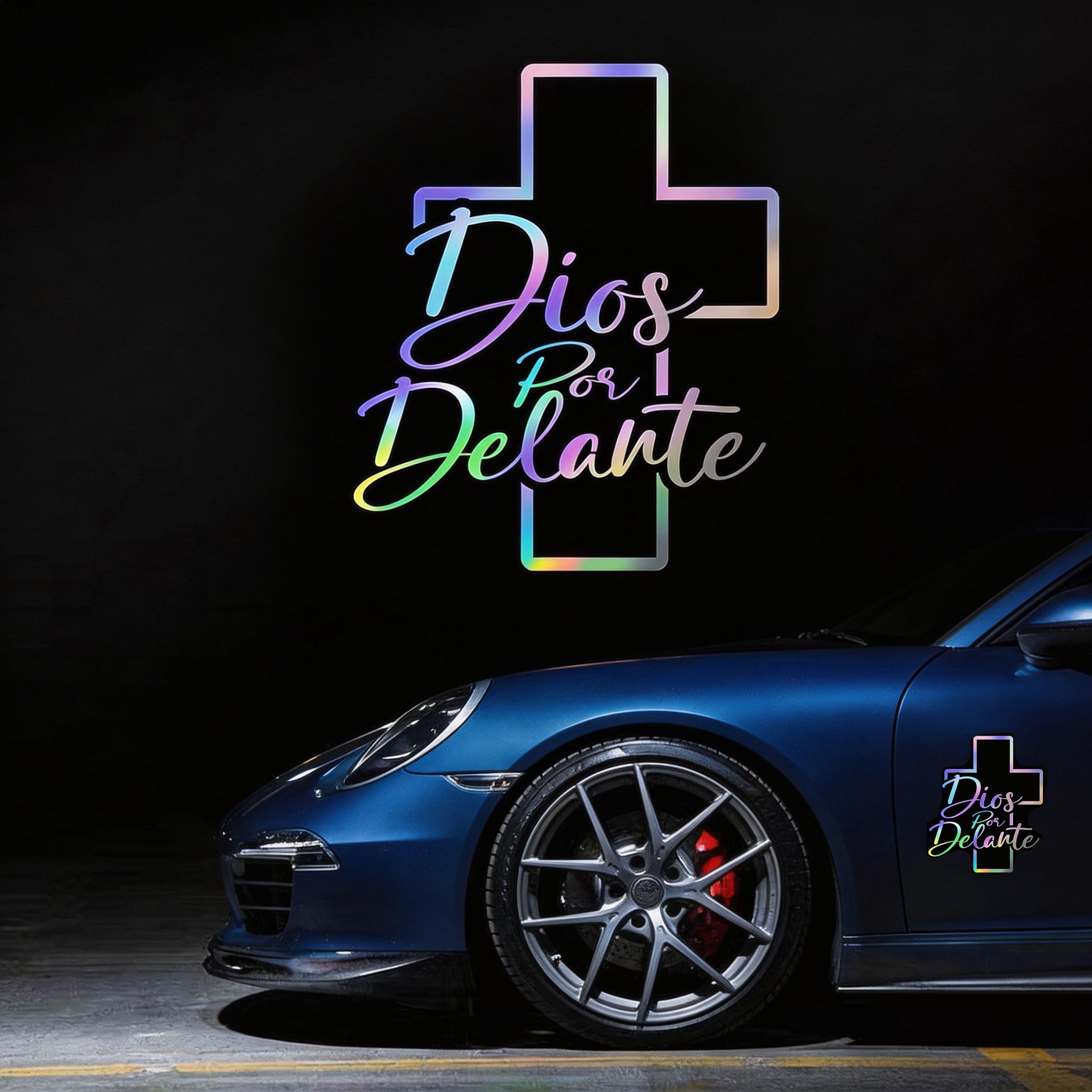 'Dios Por Delante' Cross Sticker