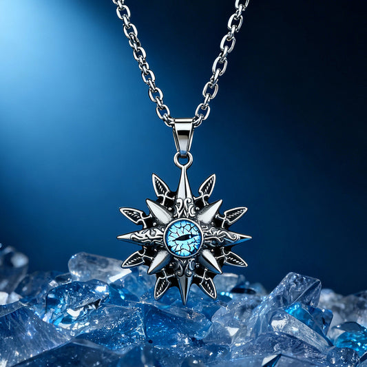 Octagonal Star Magic Eye Necklace，Men's Stainless Steel Necklace，Devil's Eye Pendant，Gothic jewelry