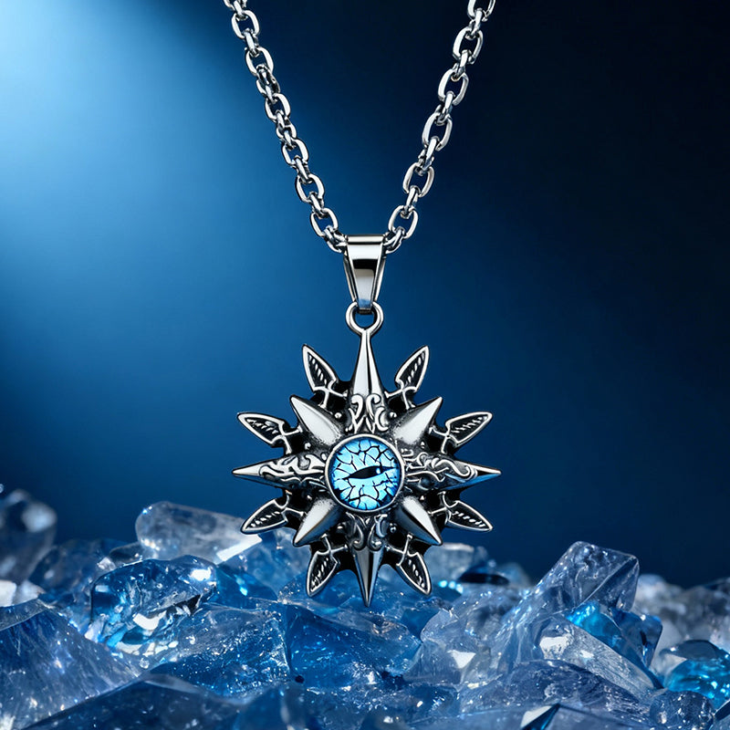 Octagonal Star Magic Eye Necklace，Men's Stainless Steel Necklace，Devil's Eye Pendant，Gothic jewelry