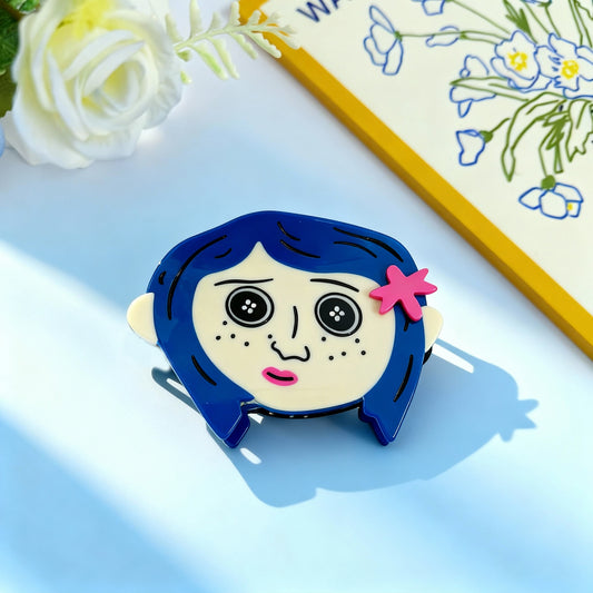 Coraline Blue Hair Character Hair Clip | Cartoon Movie-Themed Cute Hair Accessory for Daily & Fan Styling