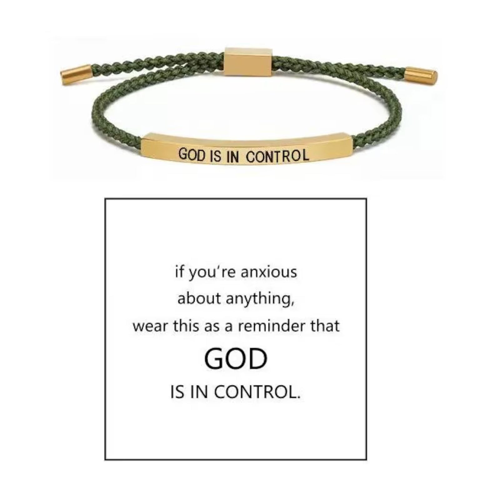 God is in Control Inspiration Bracelet Adjustable Christian Bracelet Woven Bracelet For Both Genders Suitable for Both Men And Women
