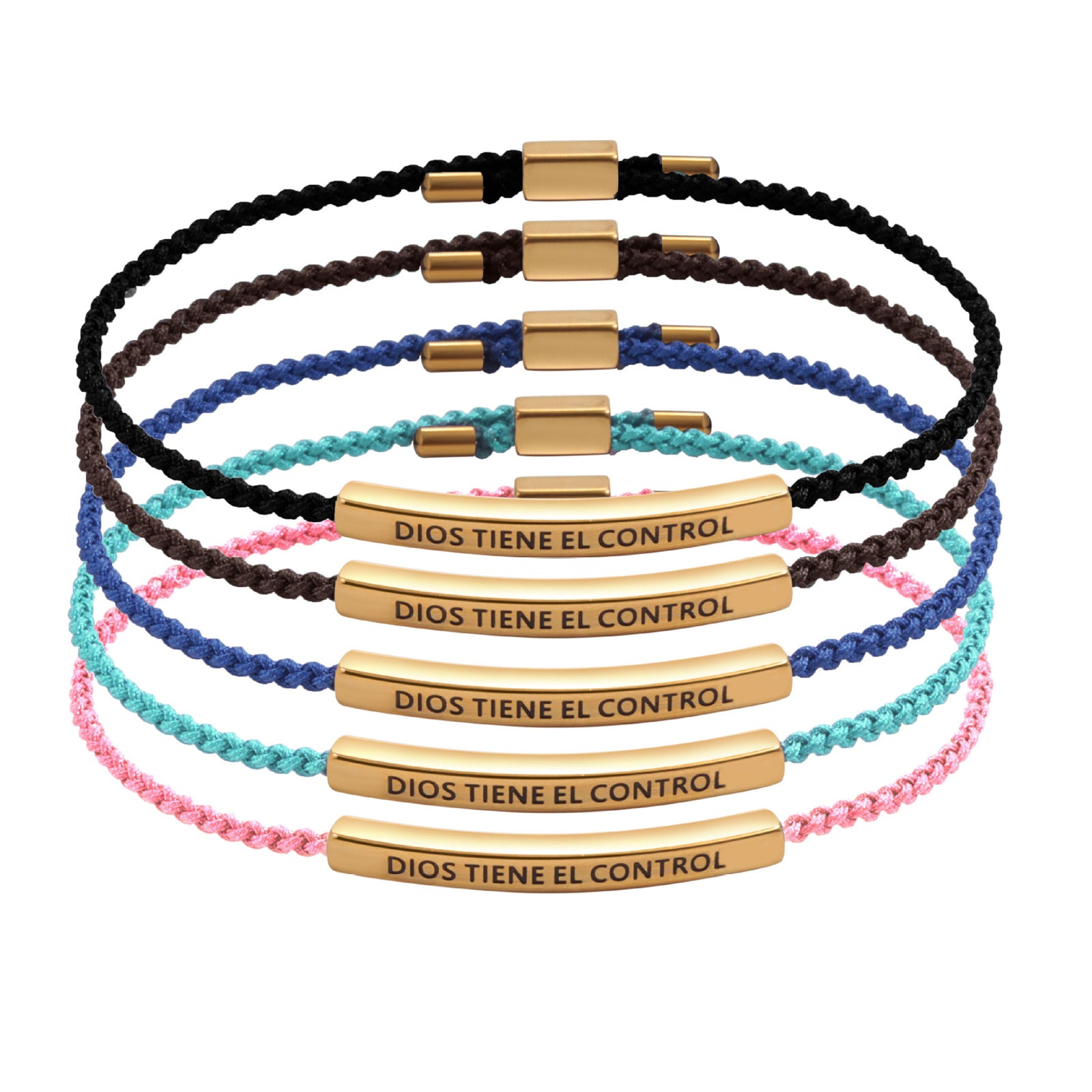 Dios tiene el Control Inspiration Bracelet, Unisex Adjustable Braided Bracelet with Motivational Message