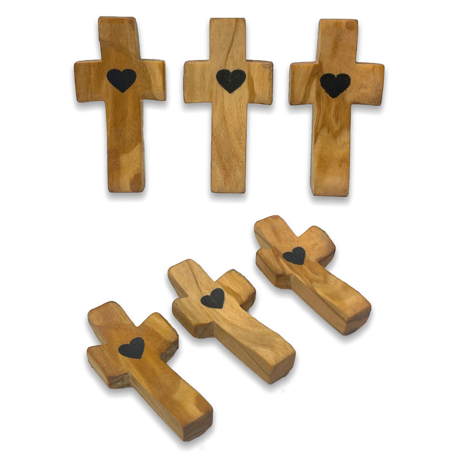Handmade 10Pcs Wooden Cross Fidget Bulk with Organza Bags - Stress Relief Pocket Cross My Heart for Christian