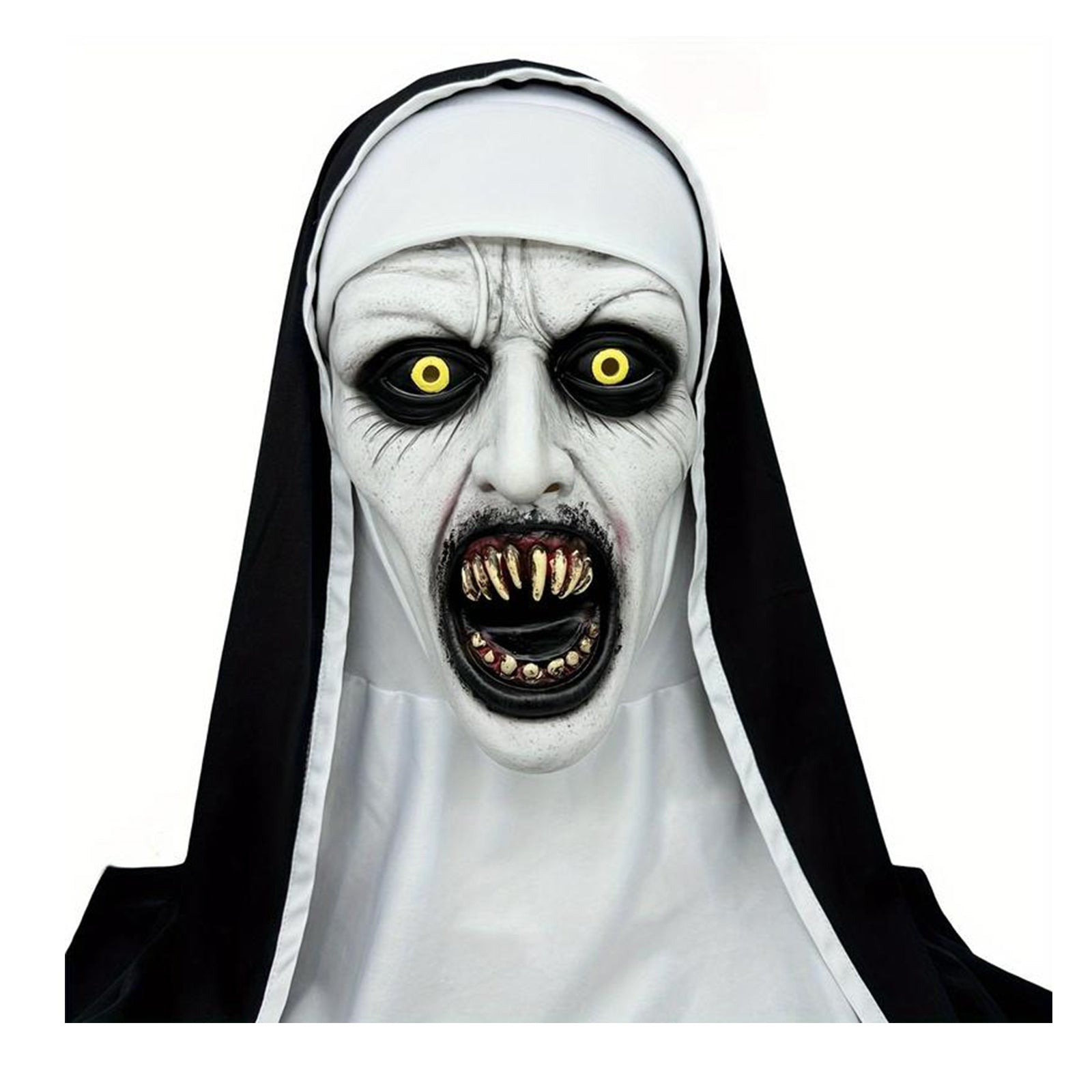 The Nun Mask，Full Head Nun Costume Mask for halloween Party props，The Nun Costume,Scary Halloween Mask,Nun Costume