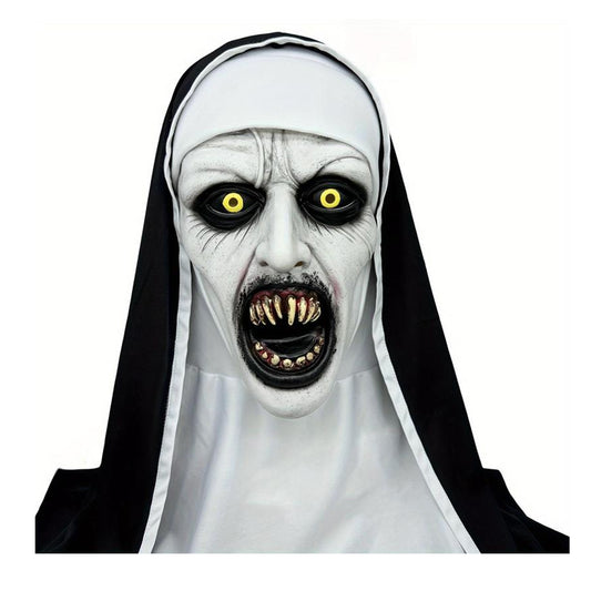 The Nun Mask，Full Head Nun Costume Mask for halloween Party props，The Nun Costume,Scary Halloween Mask,Nun Costume
