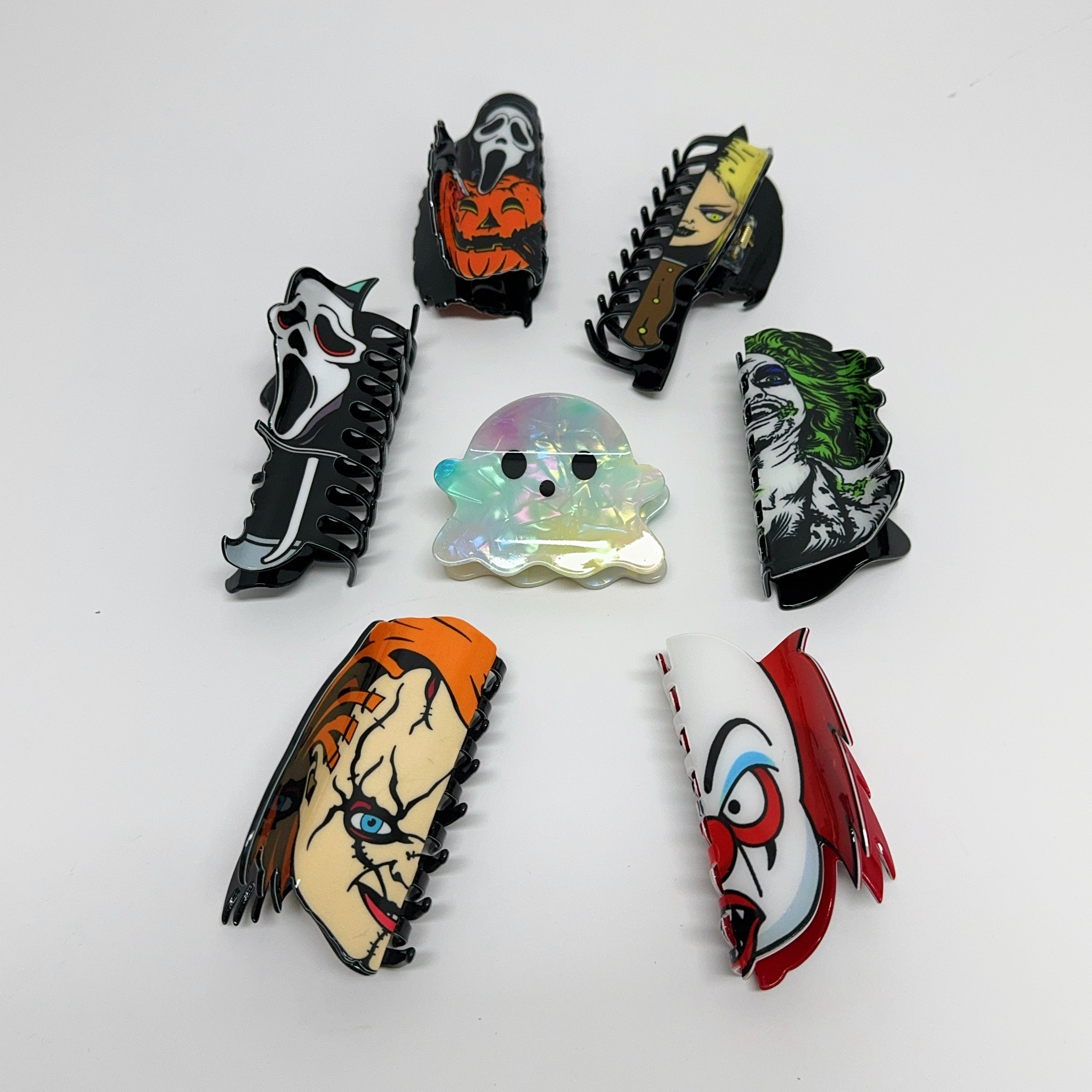 Chucky/Tiffany Fun Horror Character Double-Sided Plastic Claw Hair Clips