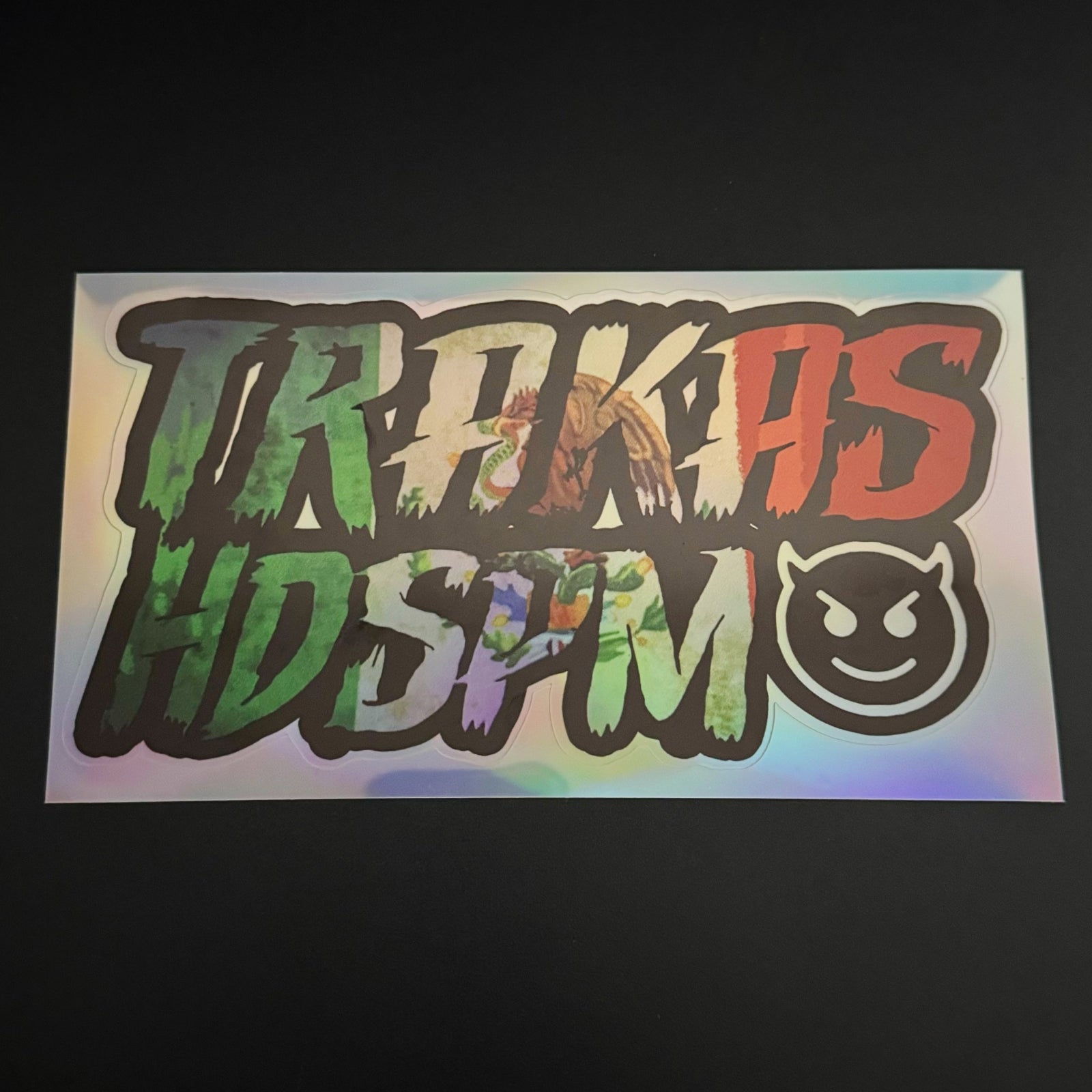 TRPKAS HDSPM Colorful Distressed Street-Style Vinyl Sticker | Bold Graphic Decal for Cars, Laptops & Smooth Surfaces