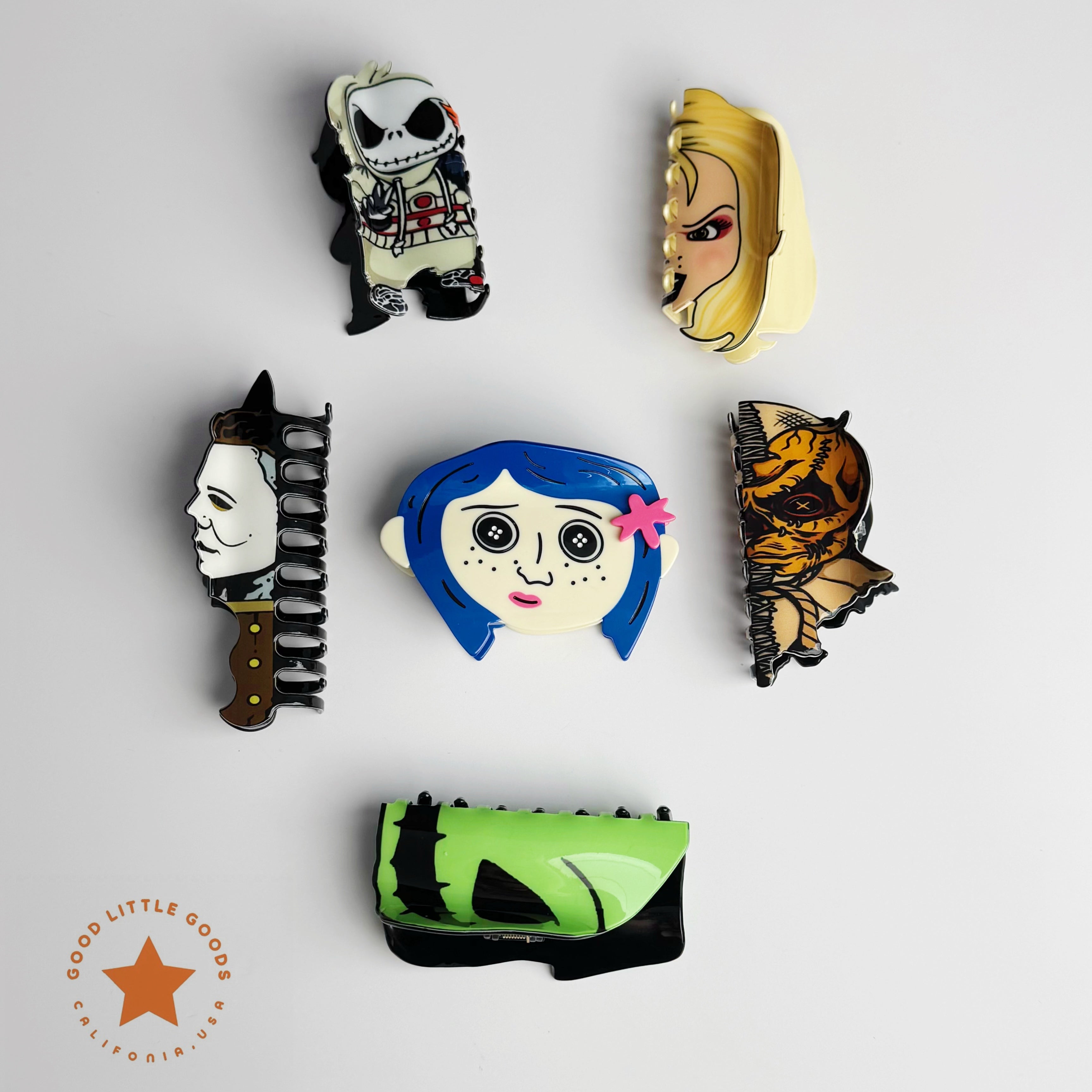 Chucky/Tiffany Fun Horror Character Double-Sided Plastic Claw Hair Clips