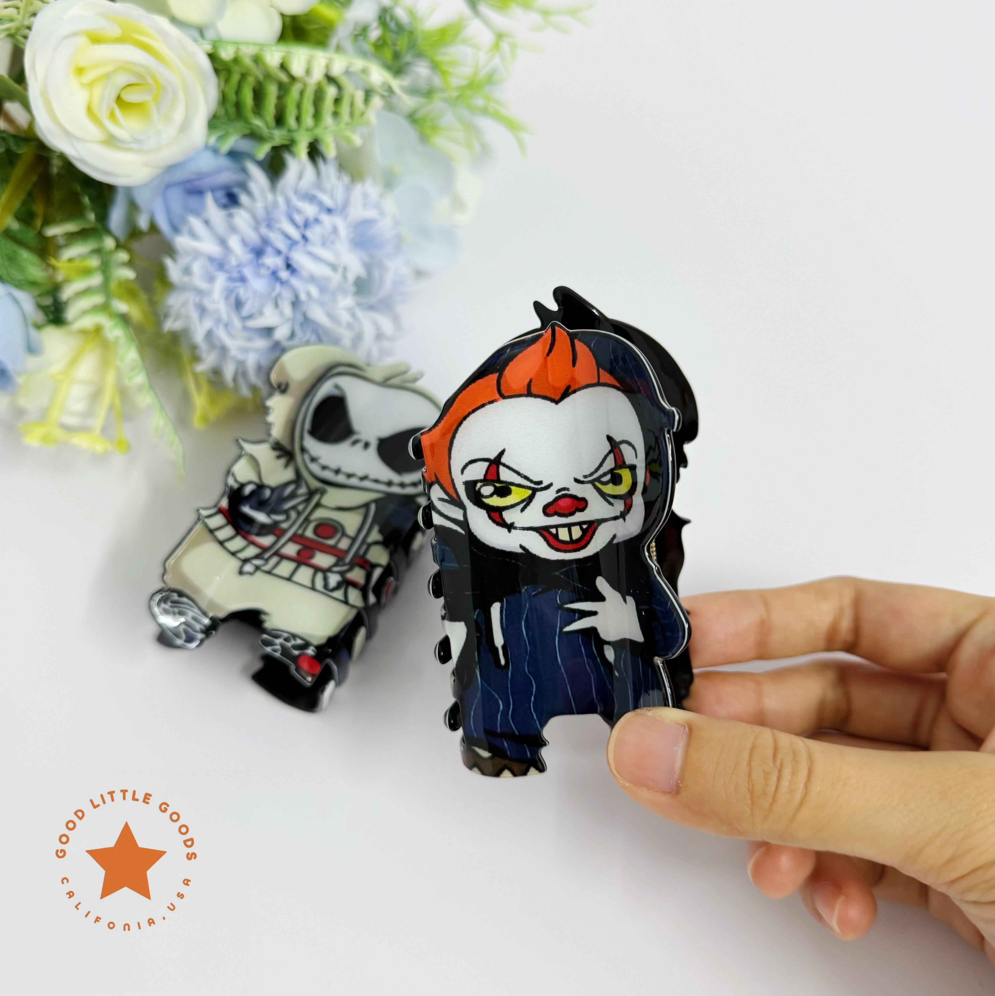 Chucky/Tiffany Fun Horror Character Double-Sided Plastic Claw Hair Clips