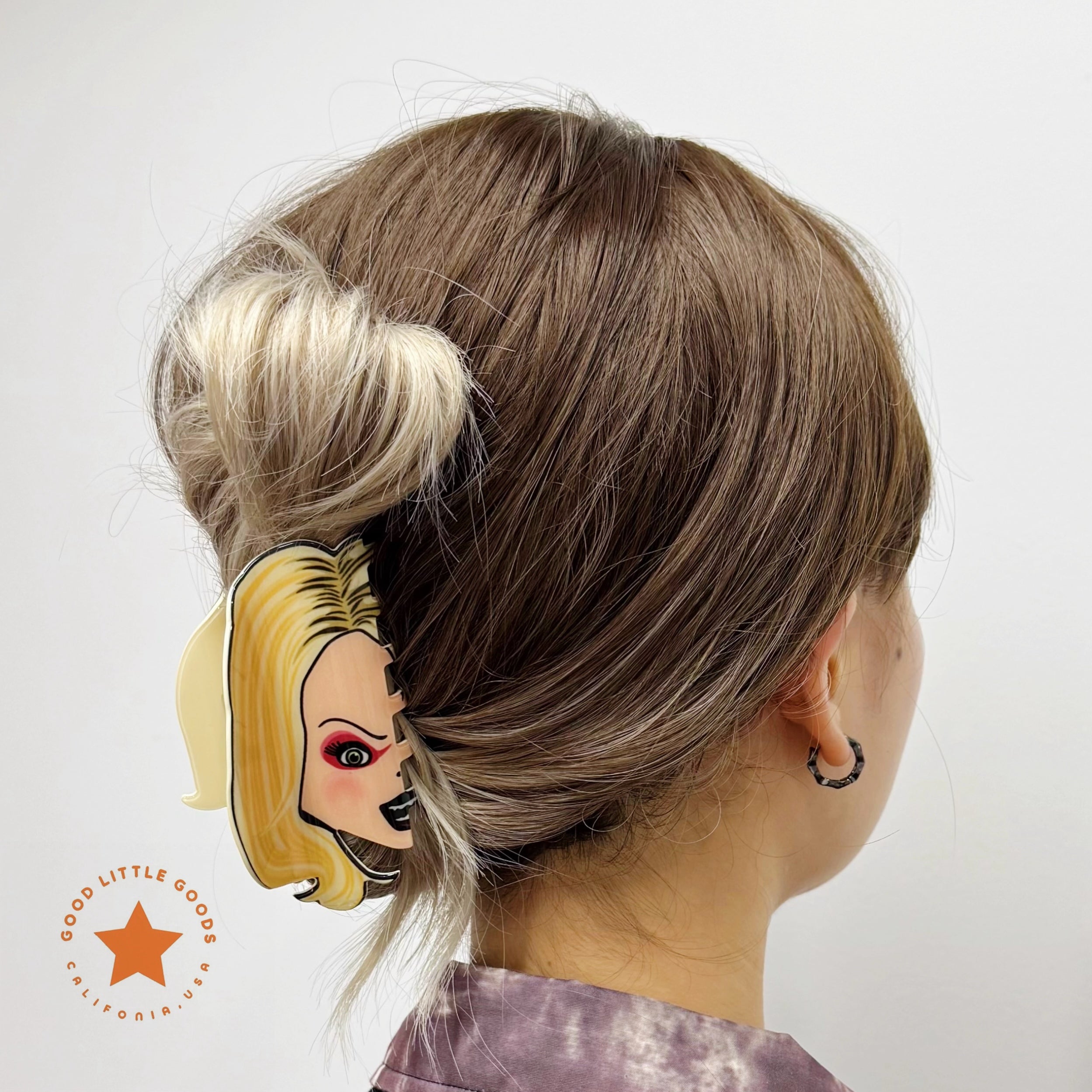 Chucky/Tiffany Fun Horror Character Double-Sided Plastic Claw Hair Clips