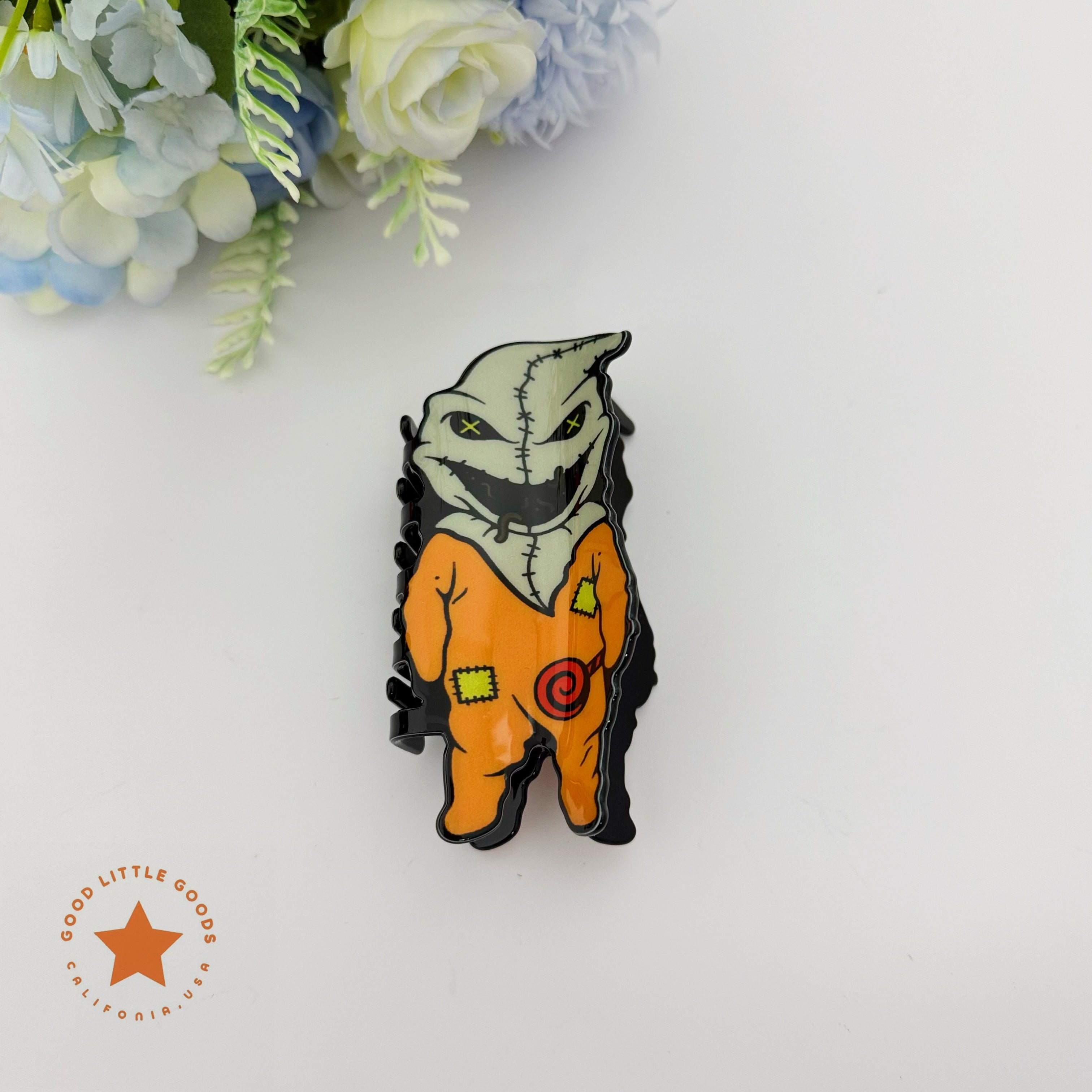 Oogie Boogie Jigsaw Hybrid Hair Clip | The Nightmare Before Christmas x Saw Gothic Horror Cute Hair Accessory for Edgy Styling