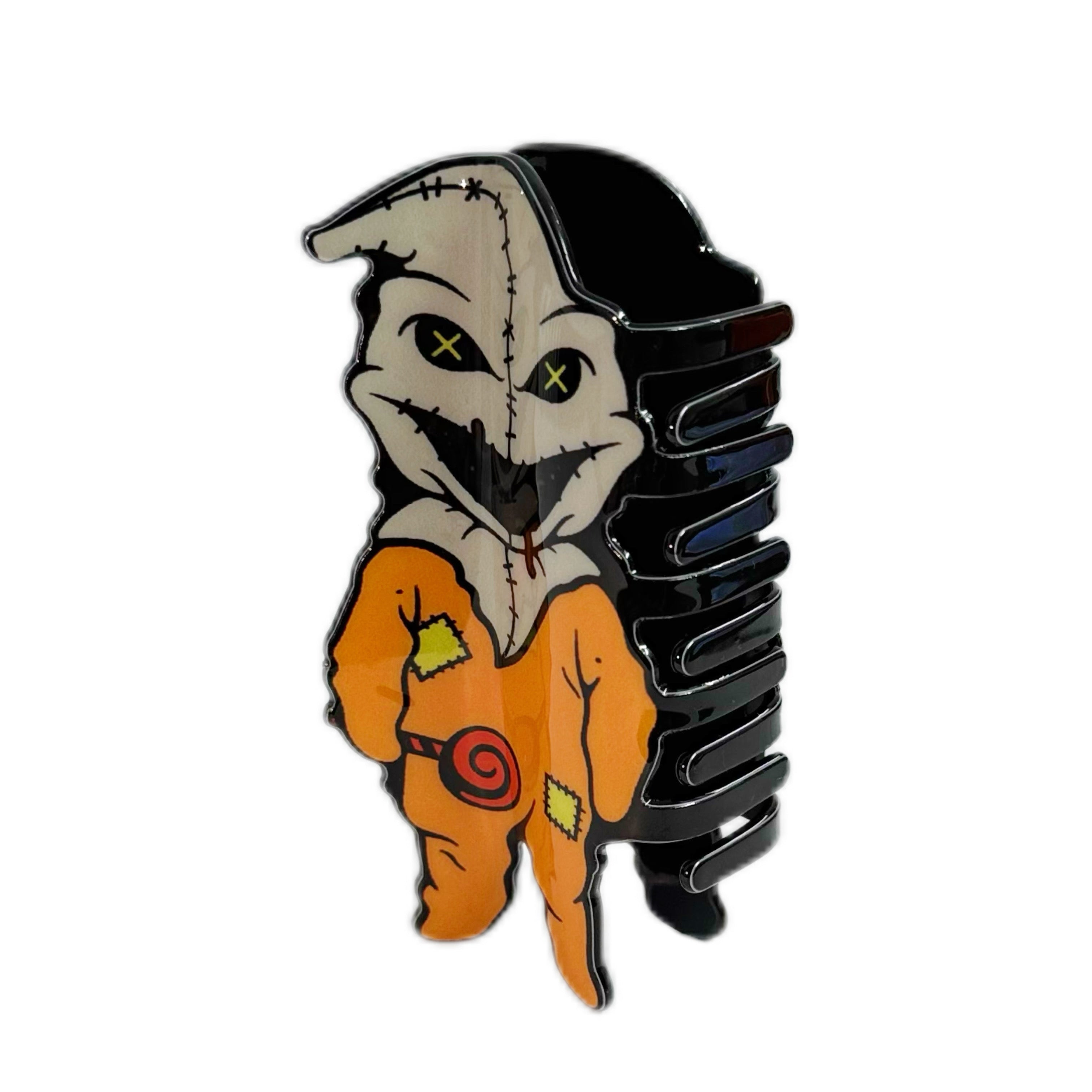 Oogie Boogie Jigsaw Hybrid Hair Clip | The Nightmare Before Christmas x Saw Gothic Horror Cute Hair Accessory for Edgy Styling
