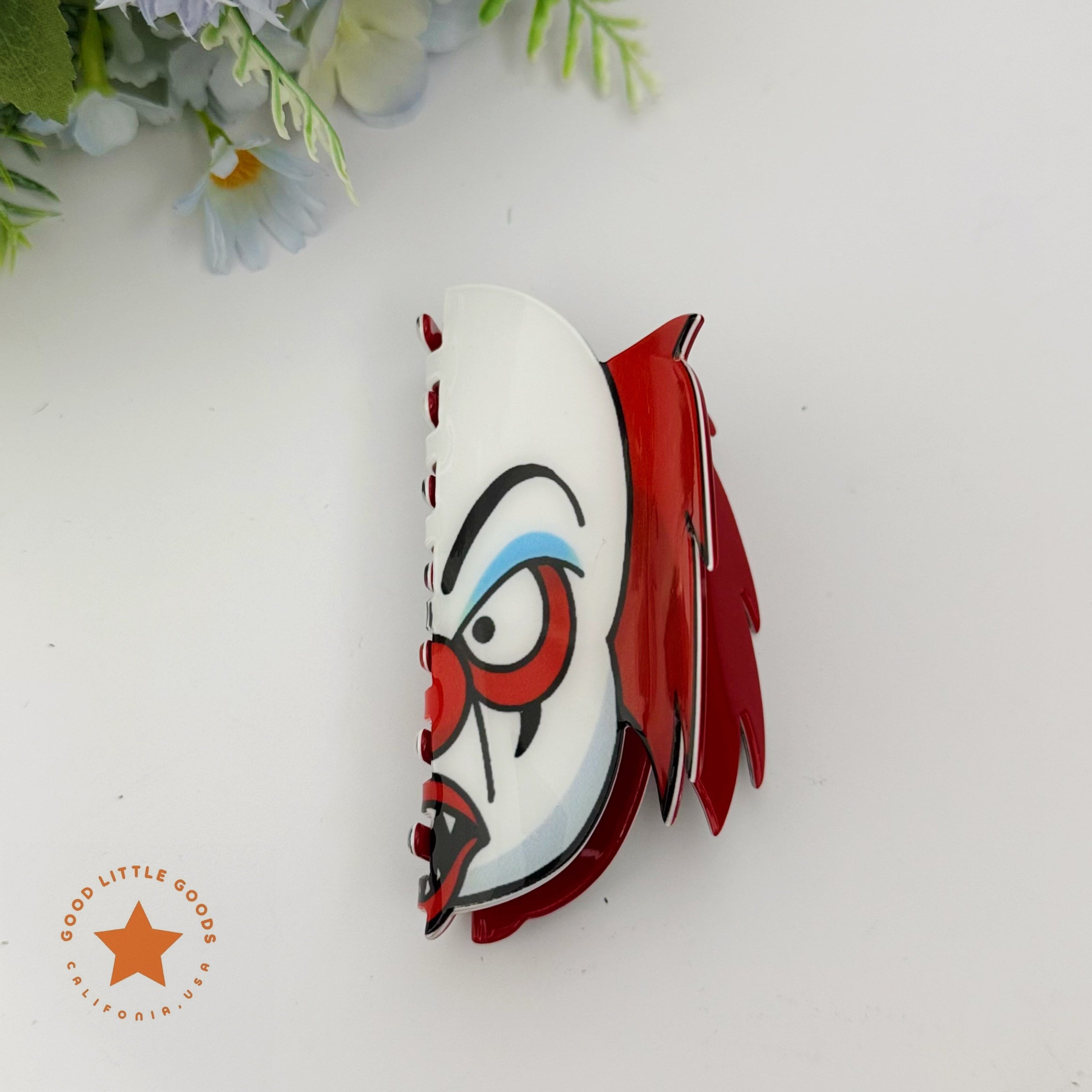 Evil Clown Fun Horror Character Double-Sided Plastic Claw Hair Clips