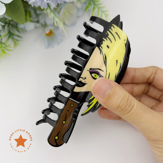 Chucky/Tiffany Knife Fun Horror Character Double-Sided Plastic Claw Hair Clips
