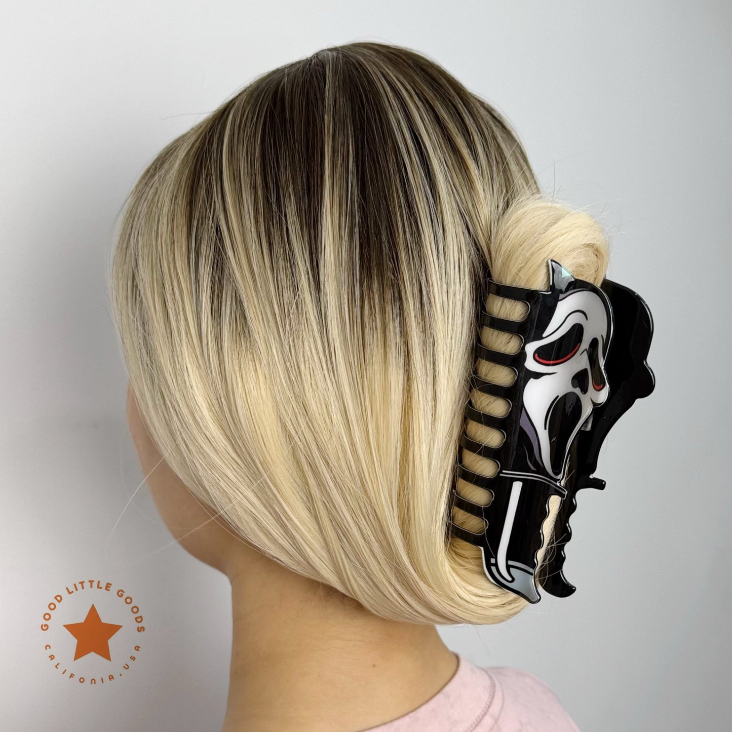 Ghost Face Knife Fun Horror Character Double-Sided Plastic Claw Hair Clips
