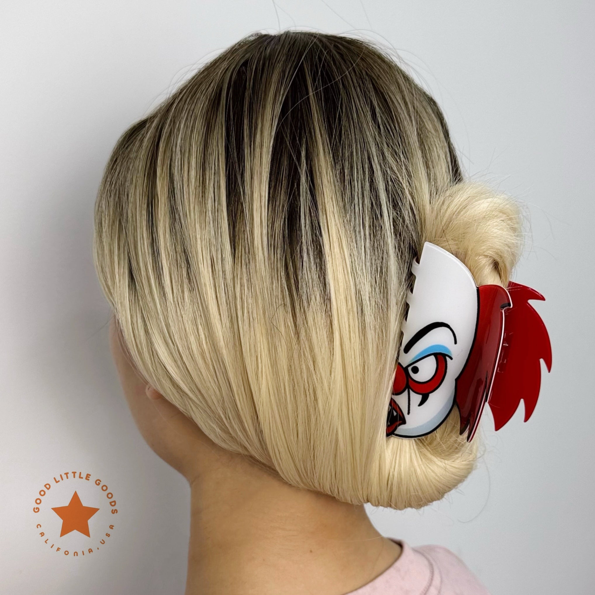 Evil Clown Fun Horror Character Double-Sided Plastic Claw Hair Clips