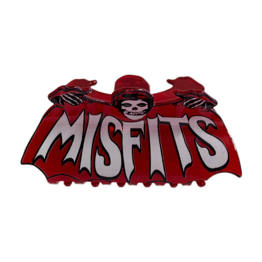 Misfits Skull Bat Logo Red Hair Clip | Gothic Punk Band Themed Hair Accessory for Edgy Styling