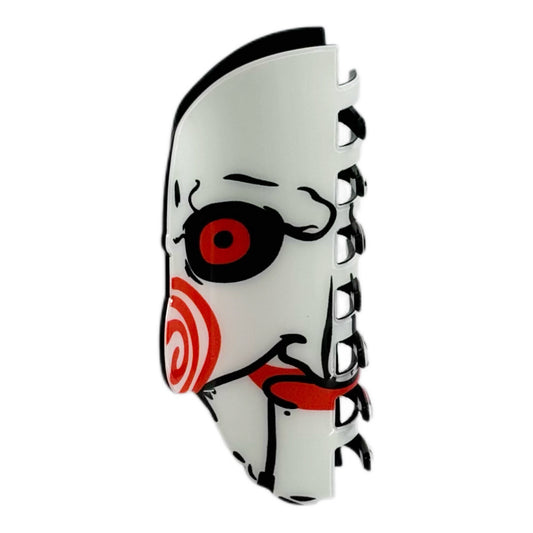 Jigsaw Mask Hair Clip | Saw Gothic Horror Themed Hair Accessory for Edgy Styling