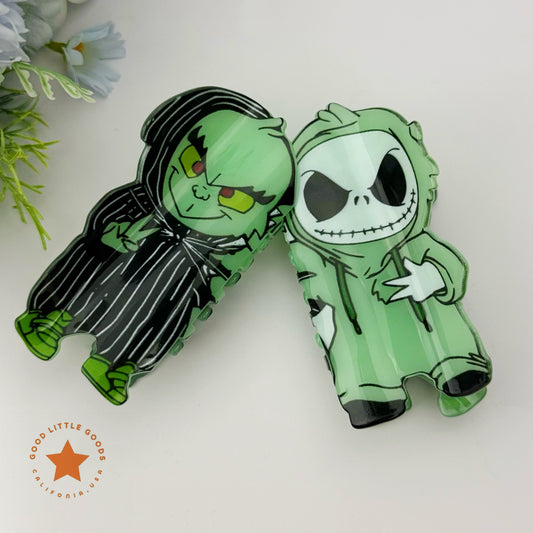 Jack Skellington Green Hoodie Glow-in-the-Dark Hair Clip | The Nightmare Before Christmas Gothic Cute Hair Accessory for Edgy Styling