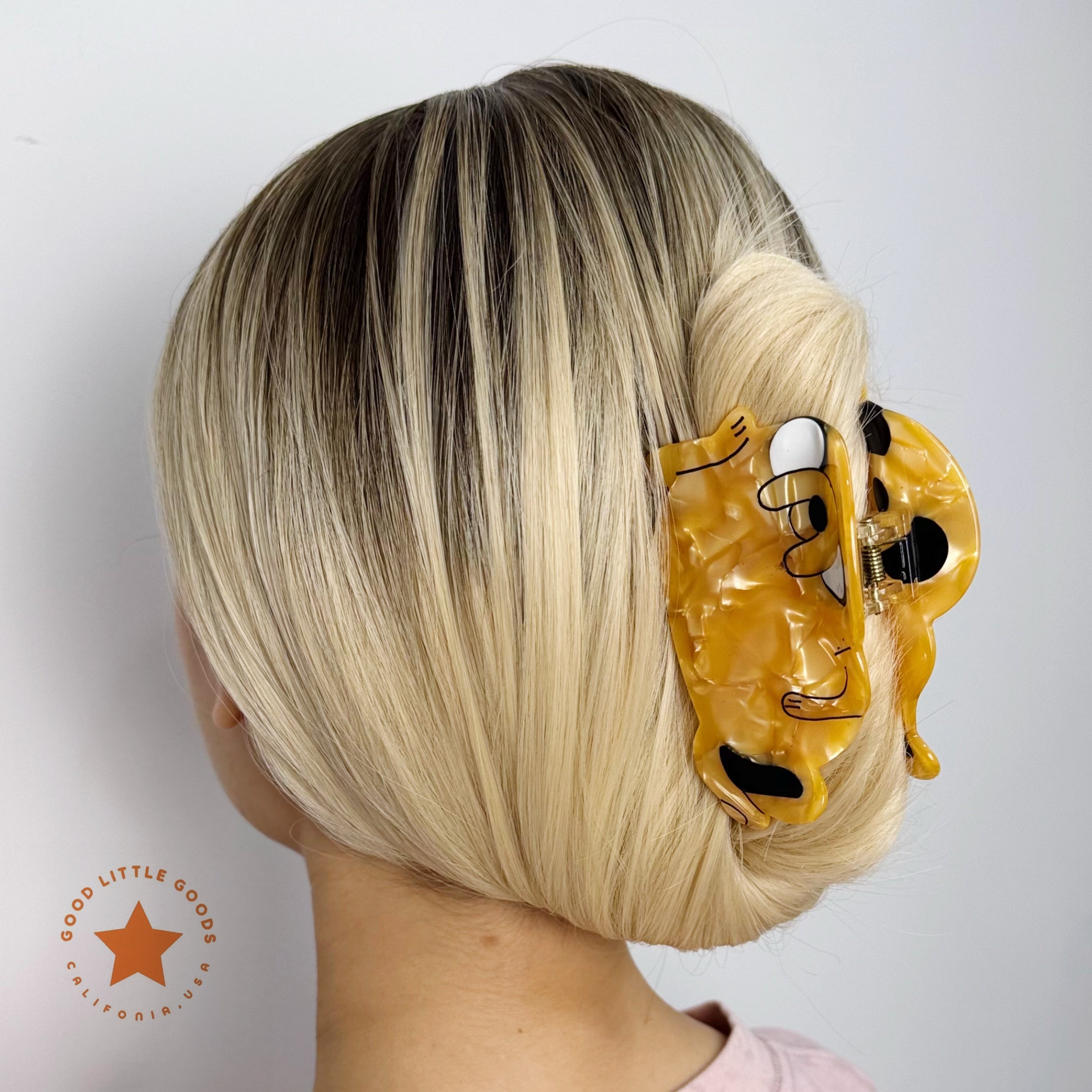 Adventure Time Lazy Jake the Dog Golden Crinkled Hair Clip | Cartoon Character Fun Hair Accessory for Daily Casual Styling