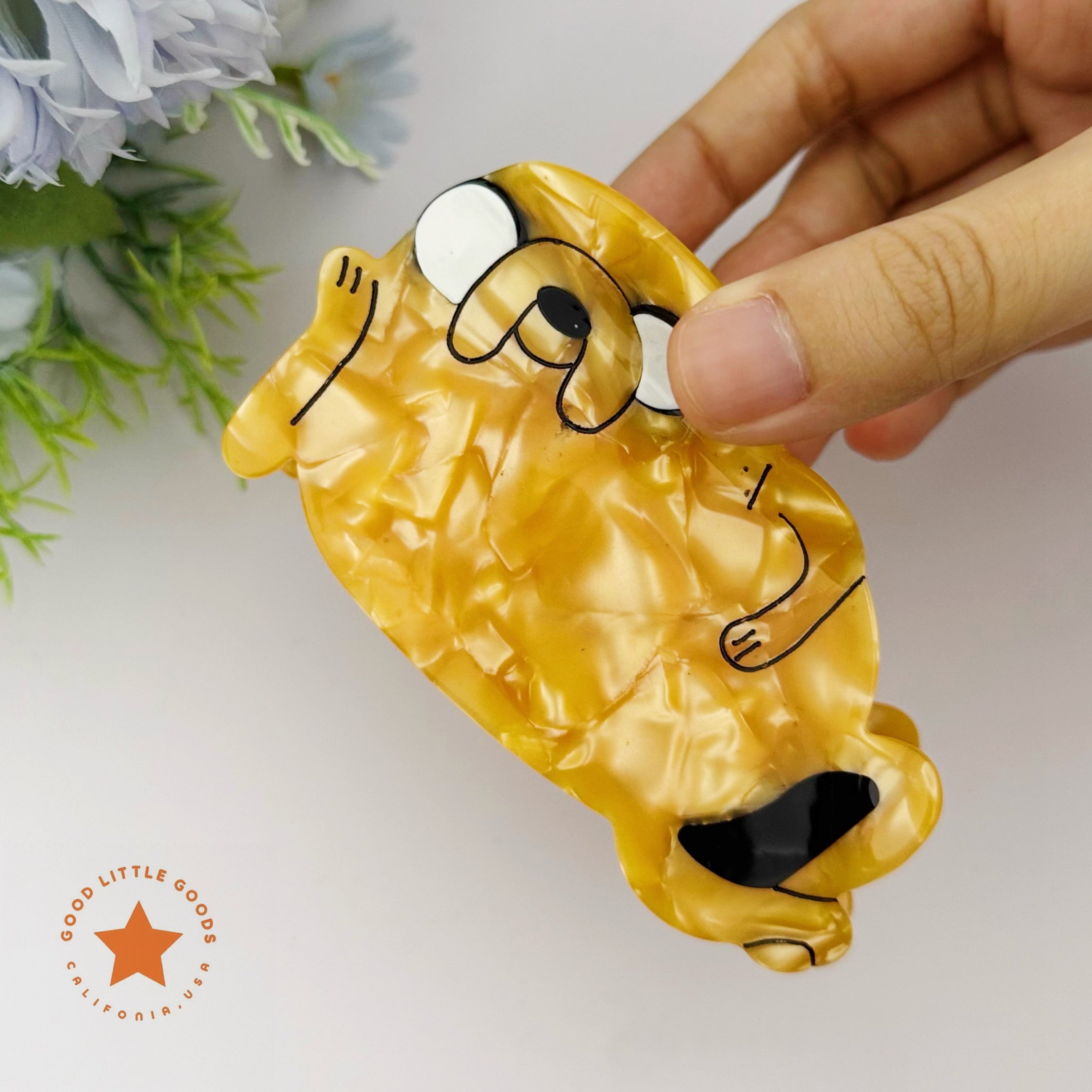 Adventure Time Lazy Jake the Dog Golden Crinkled Hair Clip | Cartoon Character Fun Hair Accessory for Daily Casual Styling