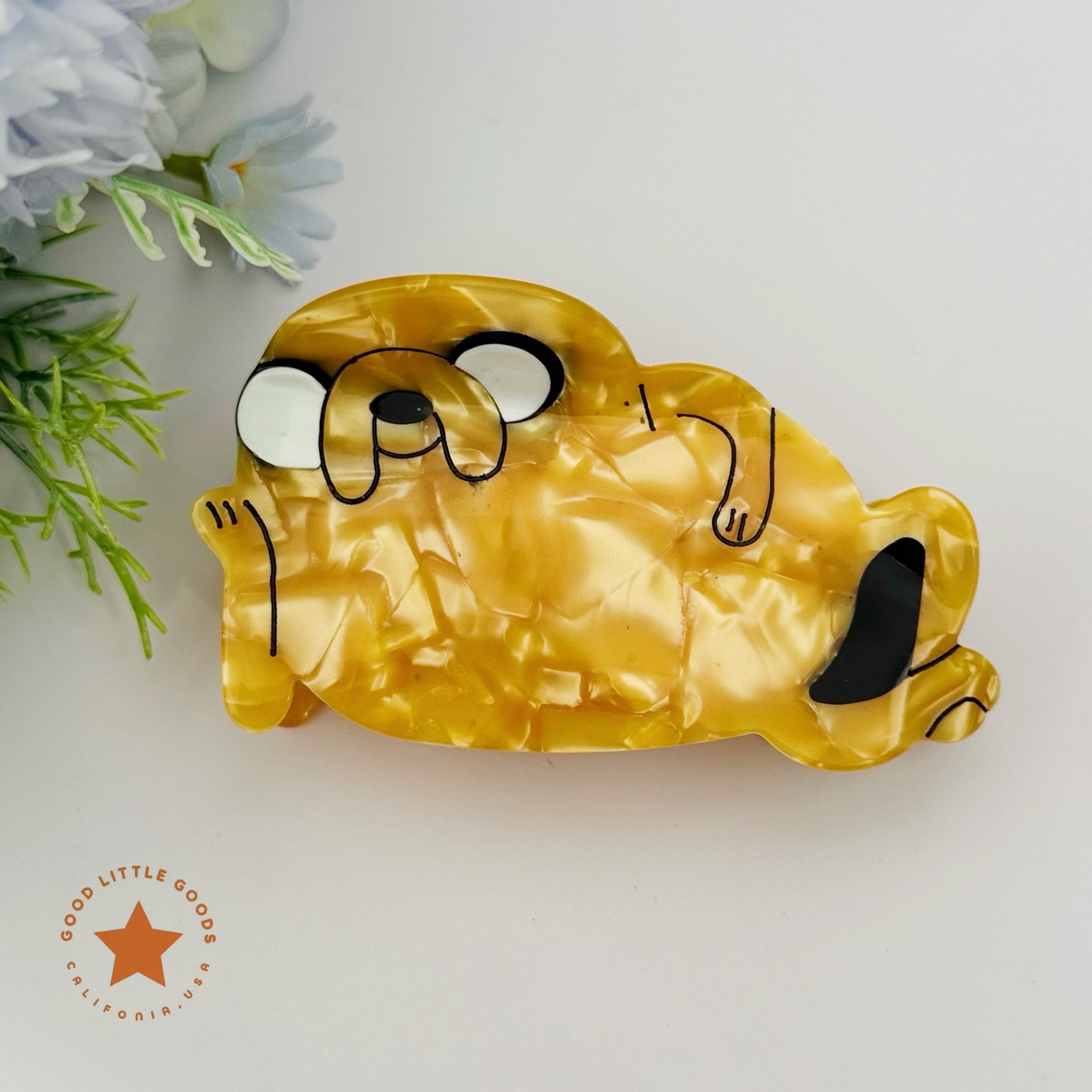 Adventure Time Lazy Jake the Dog Golden Crinkled Hair Clip | Cartoon Character Fun Hair Accessory for Daily Casual Styling