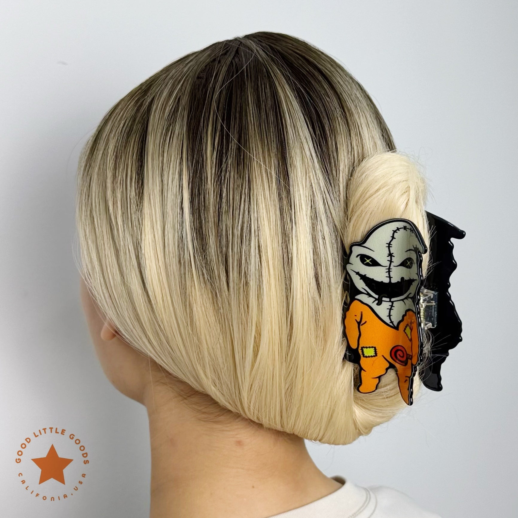 Oogie Boogie Jigsaw Hybrid Hair Clip | The Nightmare Before Christmas x Saw Gothic Horror Cute Hair Accessory for Edgy Styling