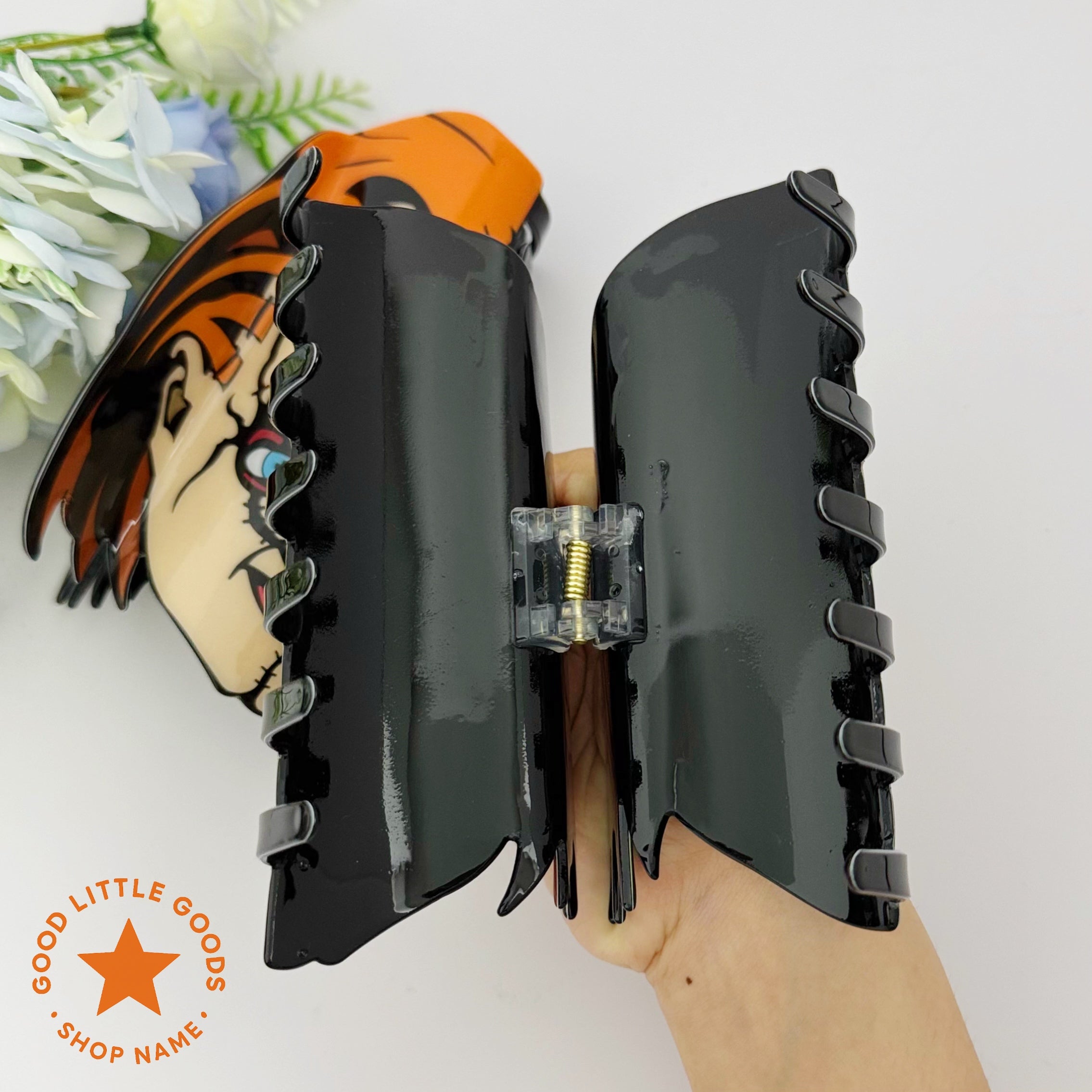 Oversized Gothic Horror IP Hair Clips Set (Michael Myers/Chucky & Tiffany/Scream Ghostface) | Dark Edgy Themed Hair Accessories