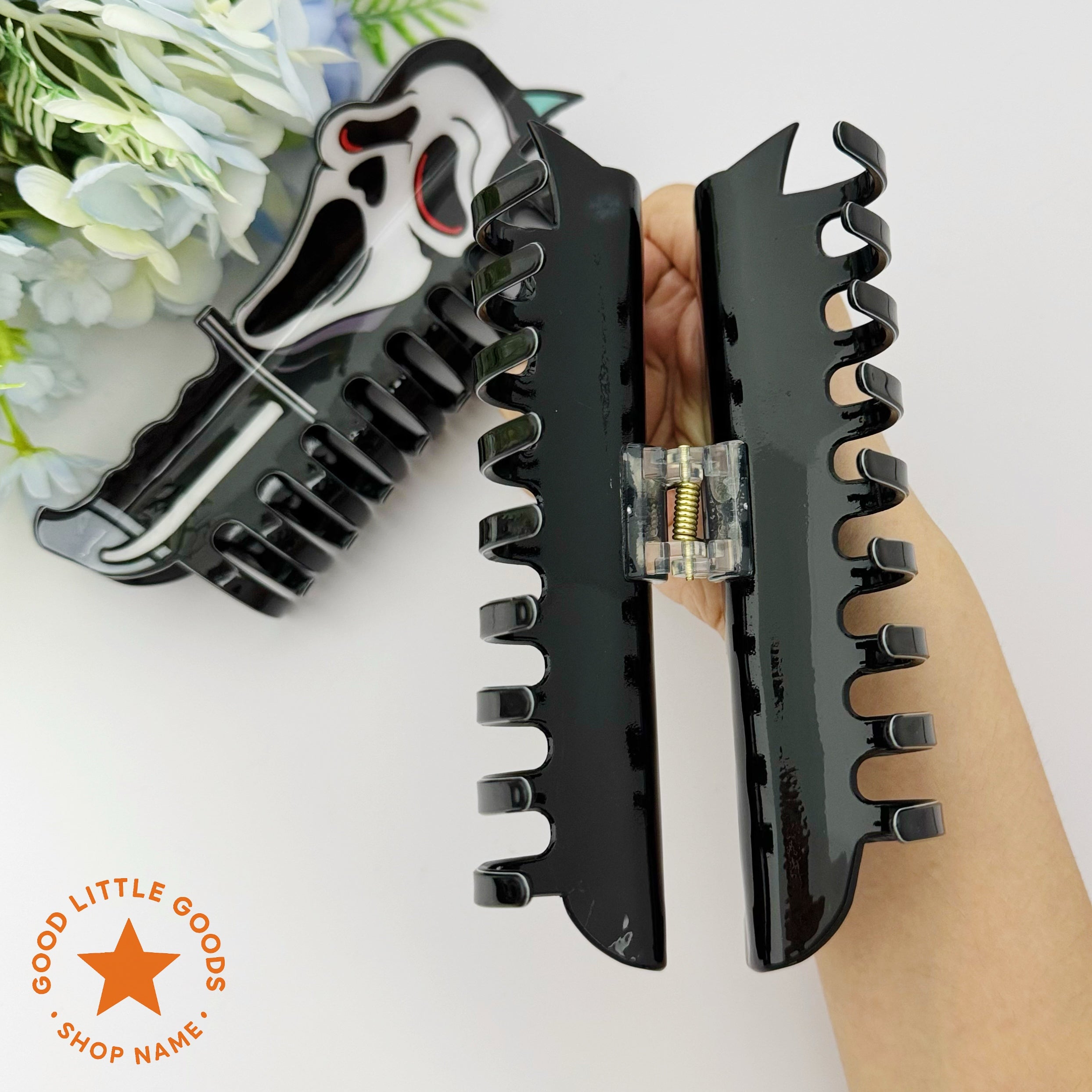 Oversized Gothic Horror IP Hair Clips Set (Michael Myers/Chucky & Tiffany/Scream Ghostface) | Dark Edgy Themed Hair Accessories