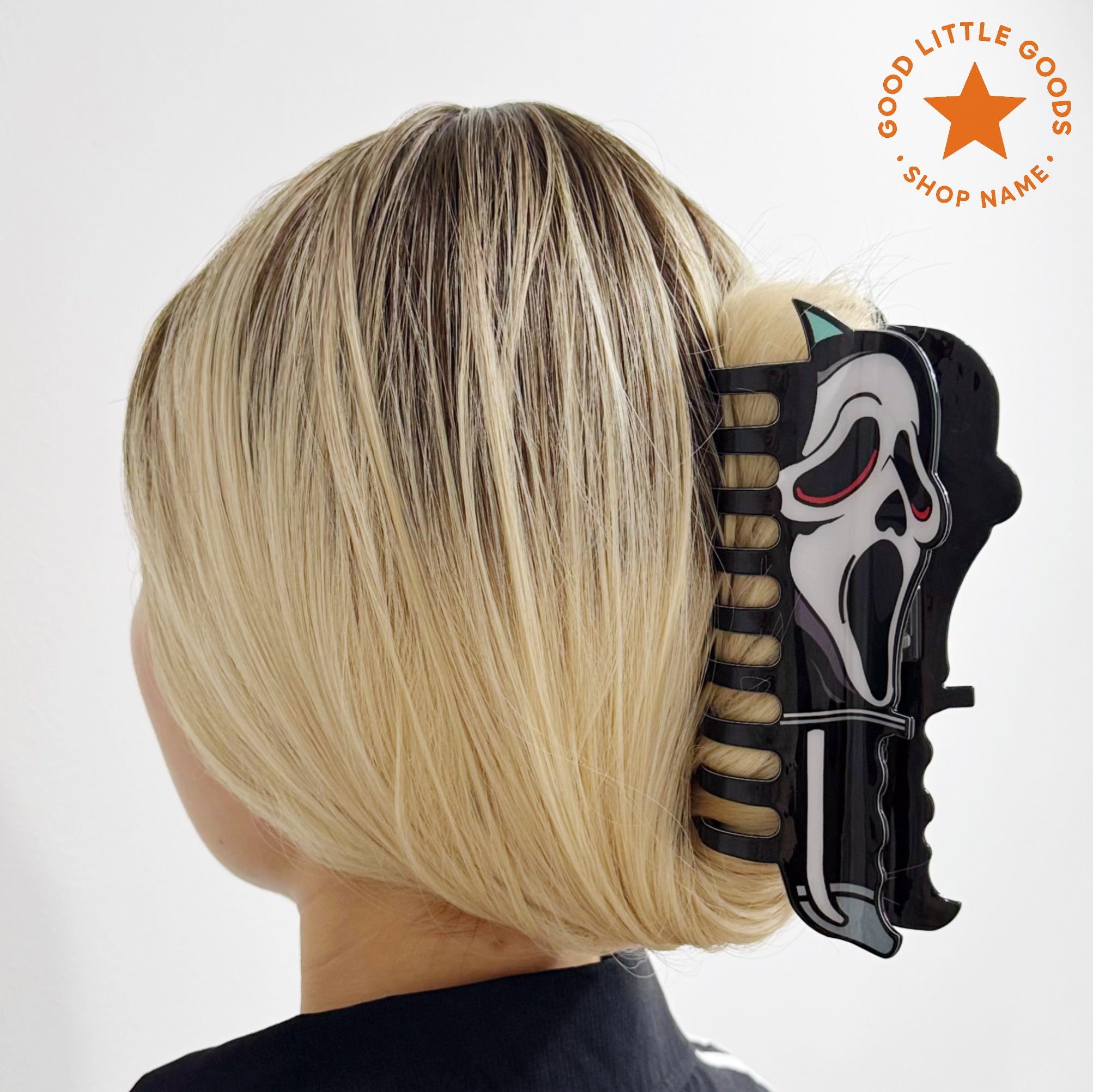 Oversized Gothic Horror IP Hair Clips Set (Michael Myers/Chucky & Tiffany/Scream Ghostface) | Dark Edgy Themed Hair Accessories