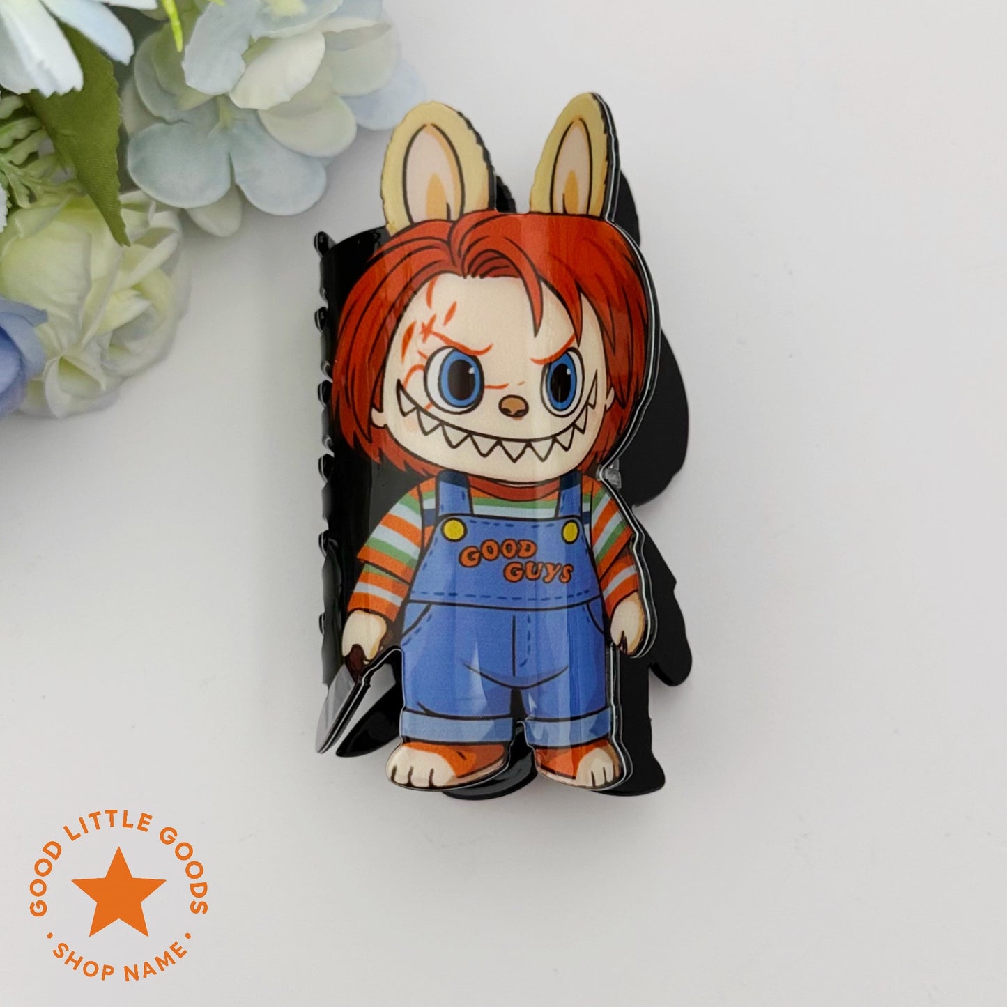 ChuckyBuu Horror Double-Sided Hair Claw Clips – Killer Doll Bunny Mix