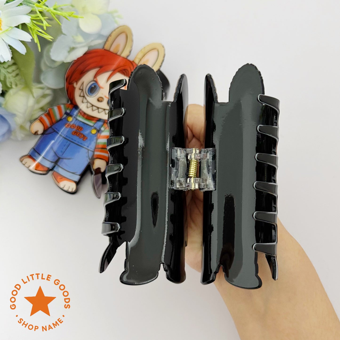 ChuckyBuu Horror Double-Sided Hair Claw Clips – Killer Doll Bunny Mix