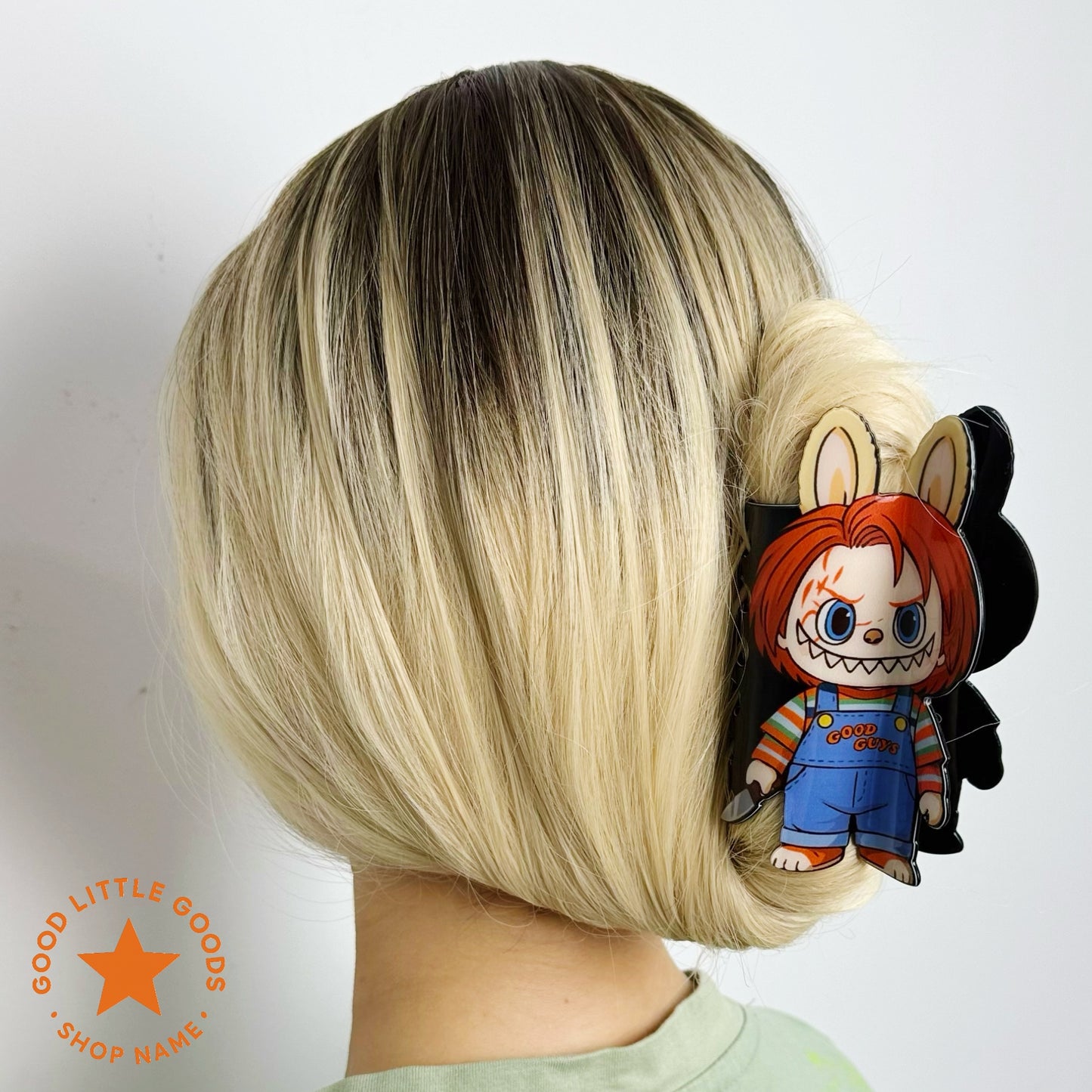 ChuckyBuu Horror Double-Sided Hair Claw Clips – Killer Doll Bunny Mix