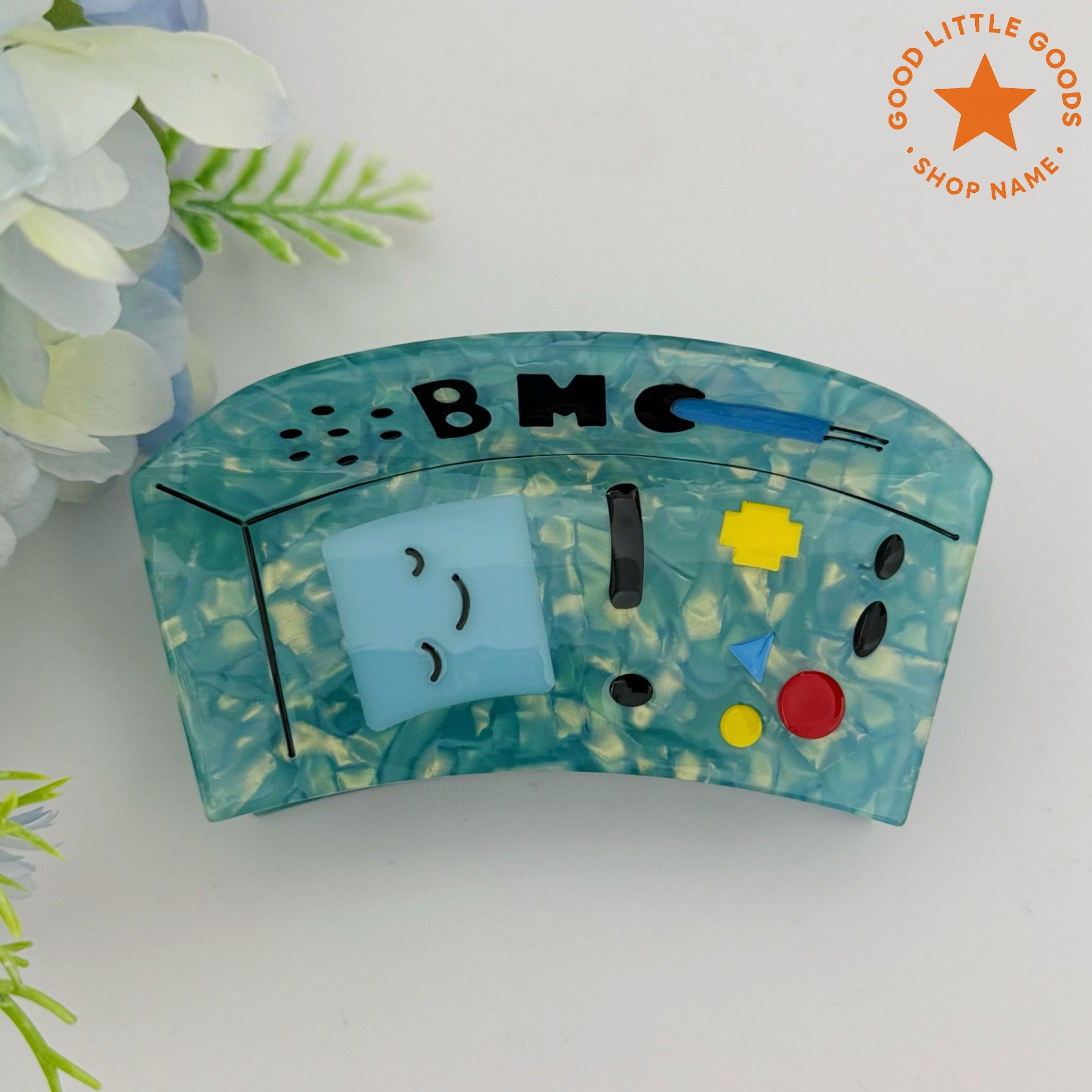 BMO Retro Game Console Acrylic Hair Clip | Adventure Time Cartoon Cute Hair Accessory for Daily & Casual Styling