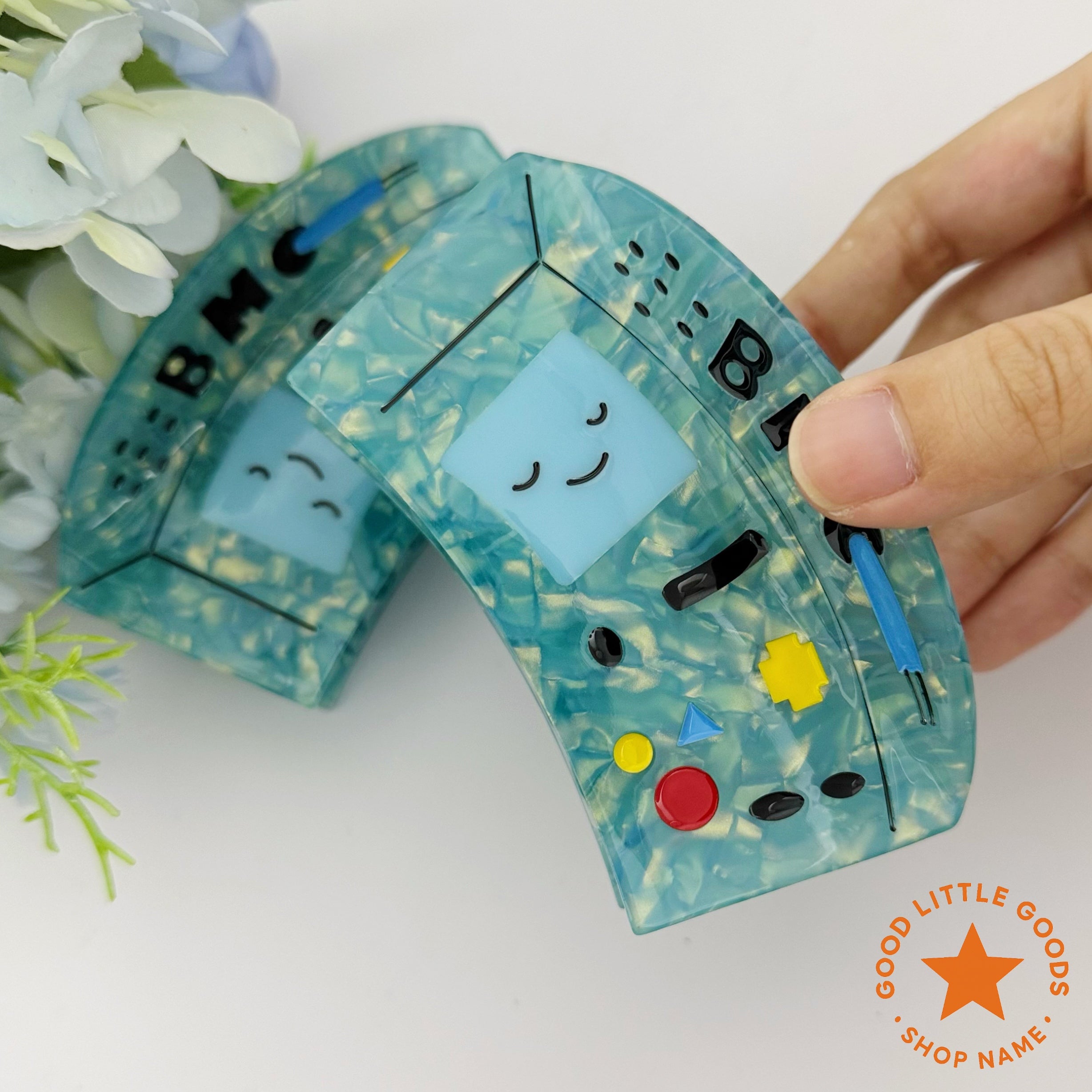 BMO Retro Game Console Acrylic Hair Clip | Adventure Time Cartoon Cute Hair Accessory for Daily & Casual Styling