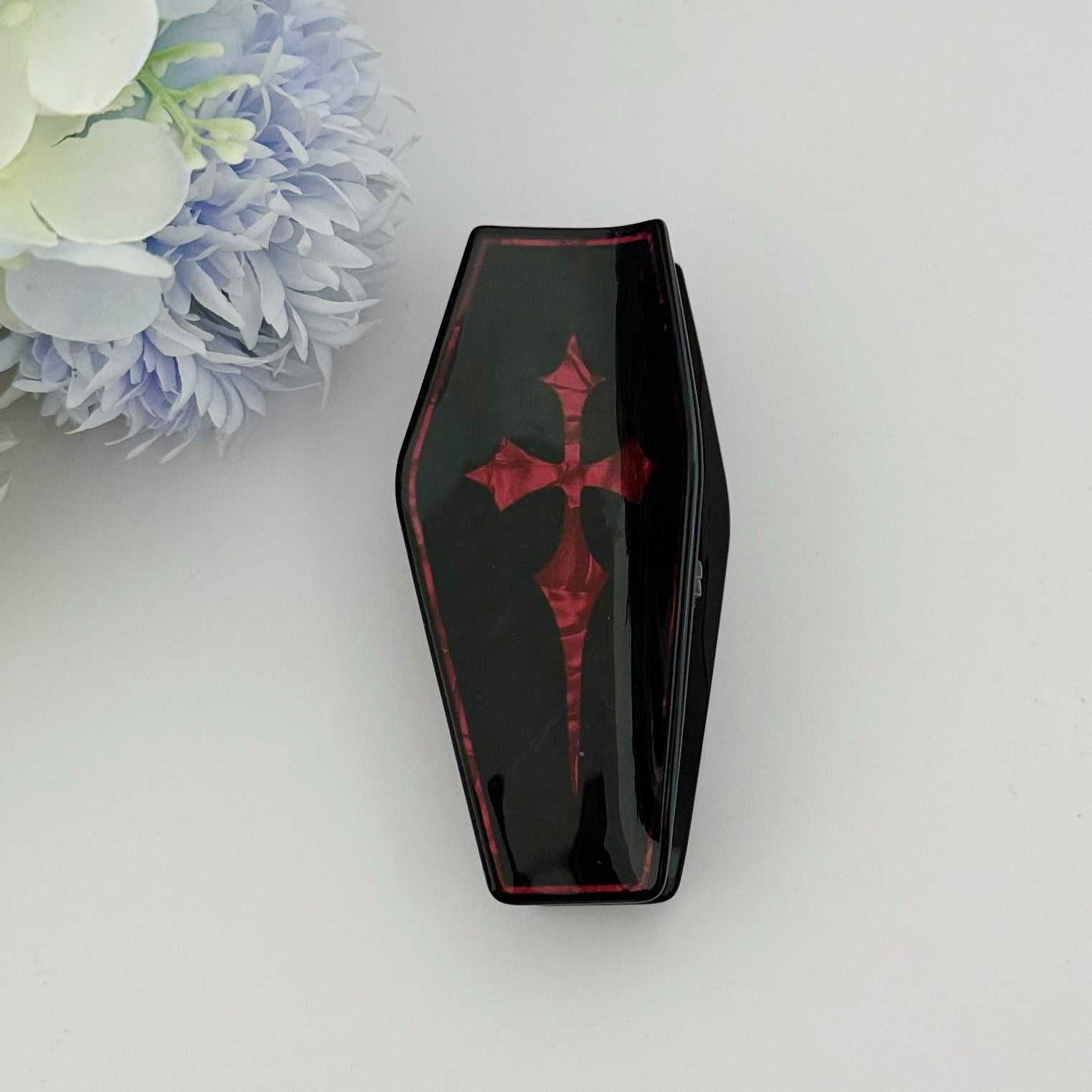 Gothic Coffin Cross Hair Clip ( 2 Colors available)
