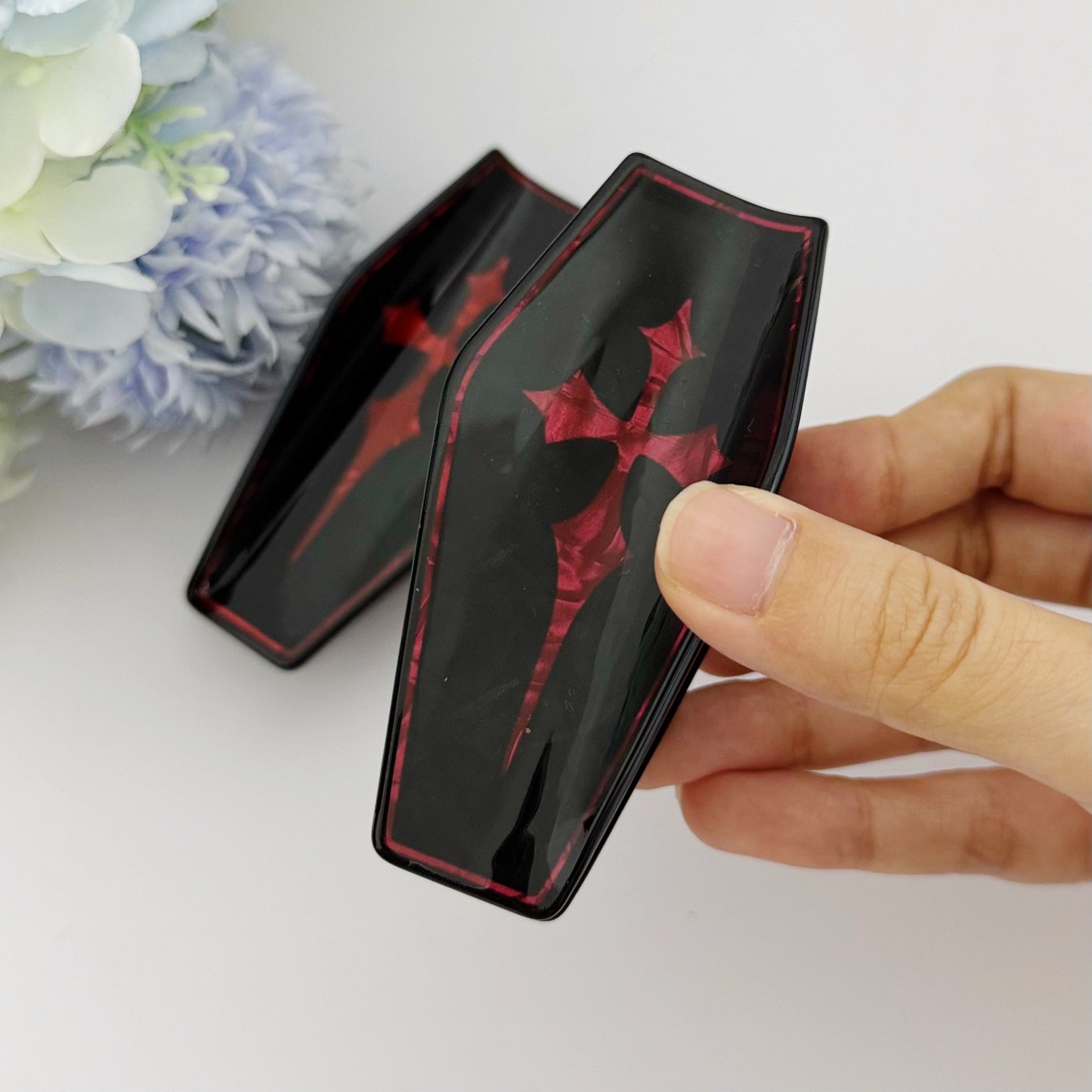 Gothic Coffin Cross Hair Clip ( 2 Colors available)