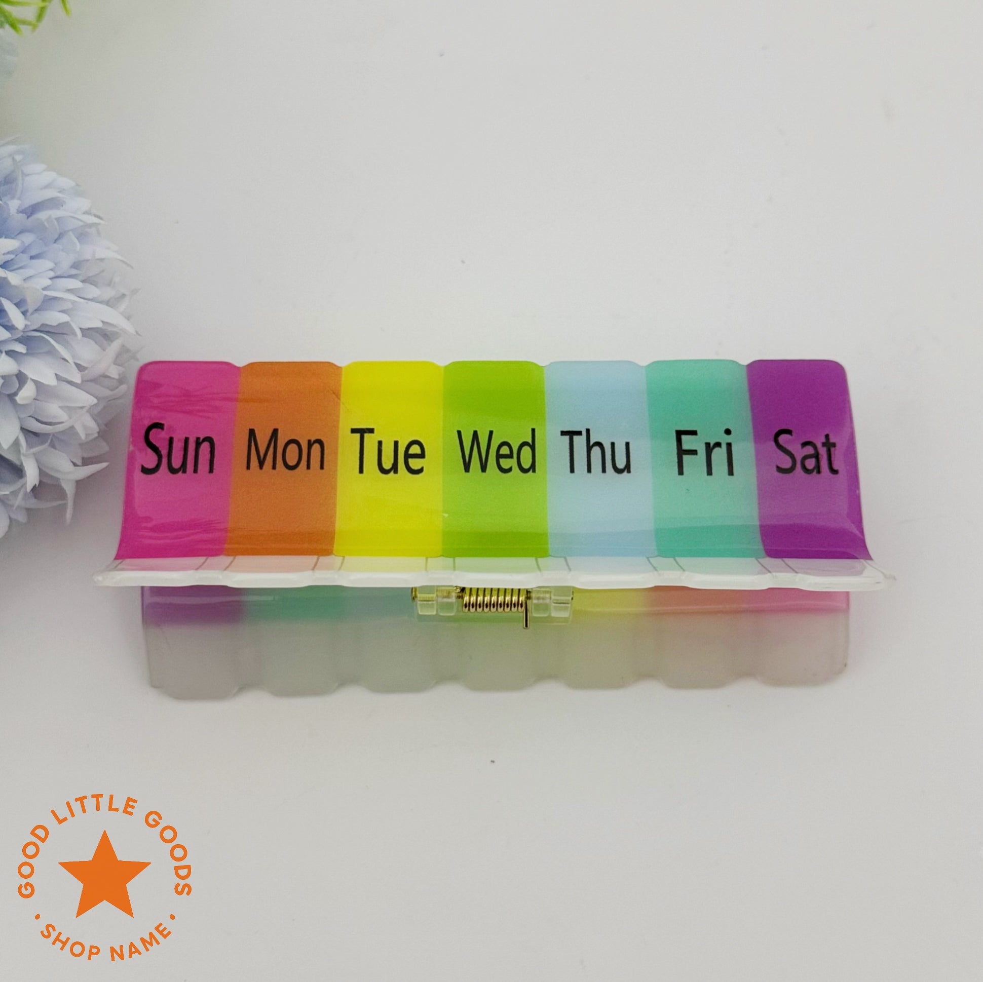 Weekly Rainbow Pill Organizer Hair Clip
