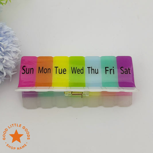 Weekly Pill Organizer Hair Clip | Colorful Daily Schedule-Themed Fun Hair Accessory for Casual Styling
