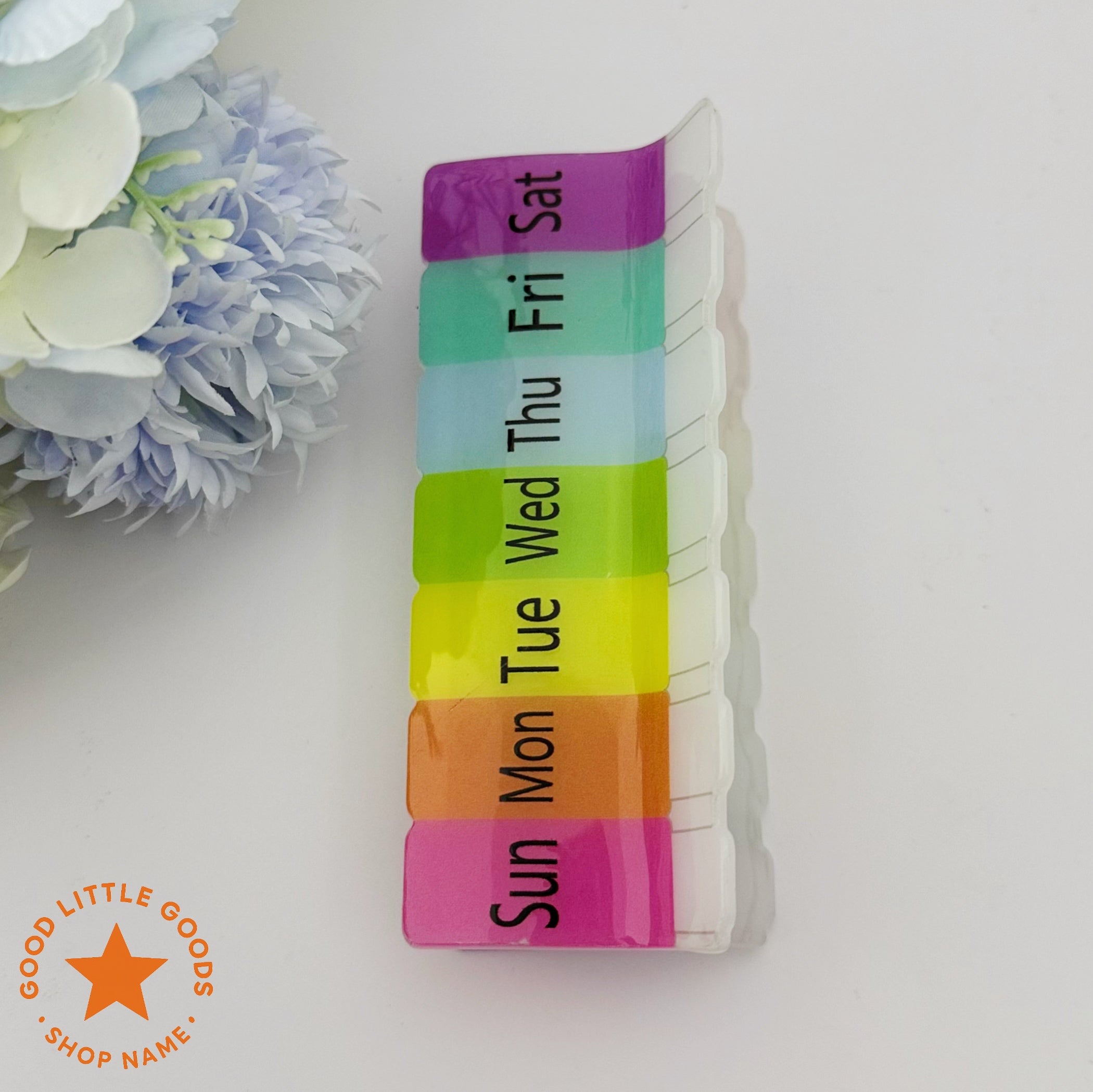 Weekly Rainbow Pill Organizer Hair Clip
