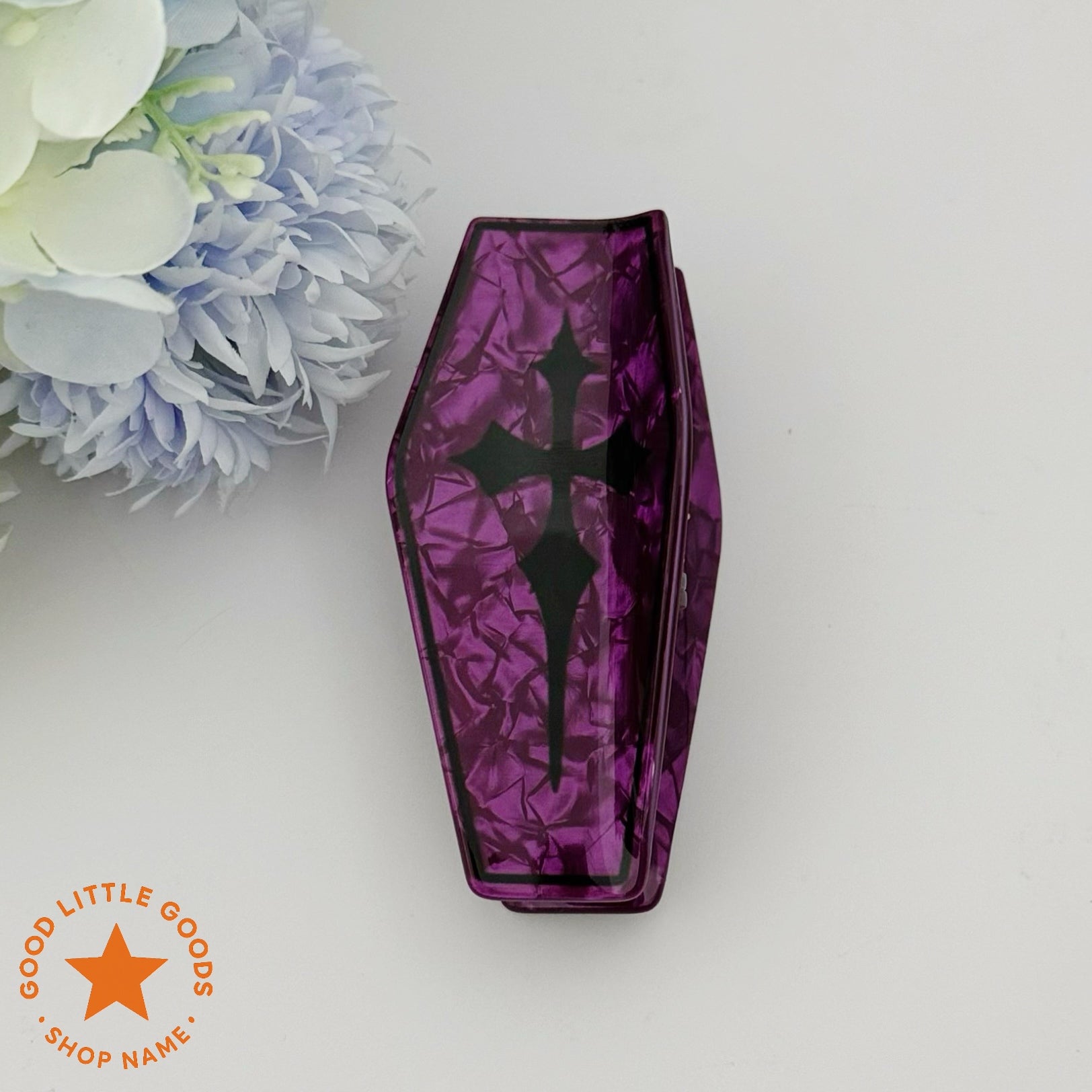 Gothic Coffin Cross Hair Clip ( 2 Colors available)