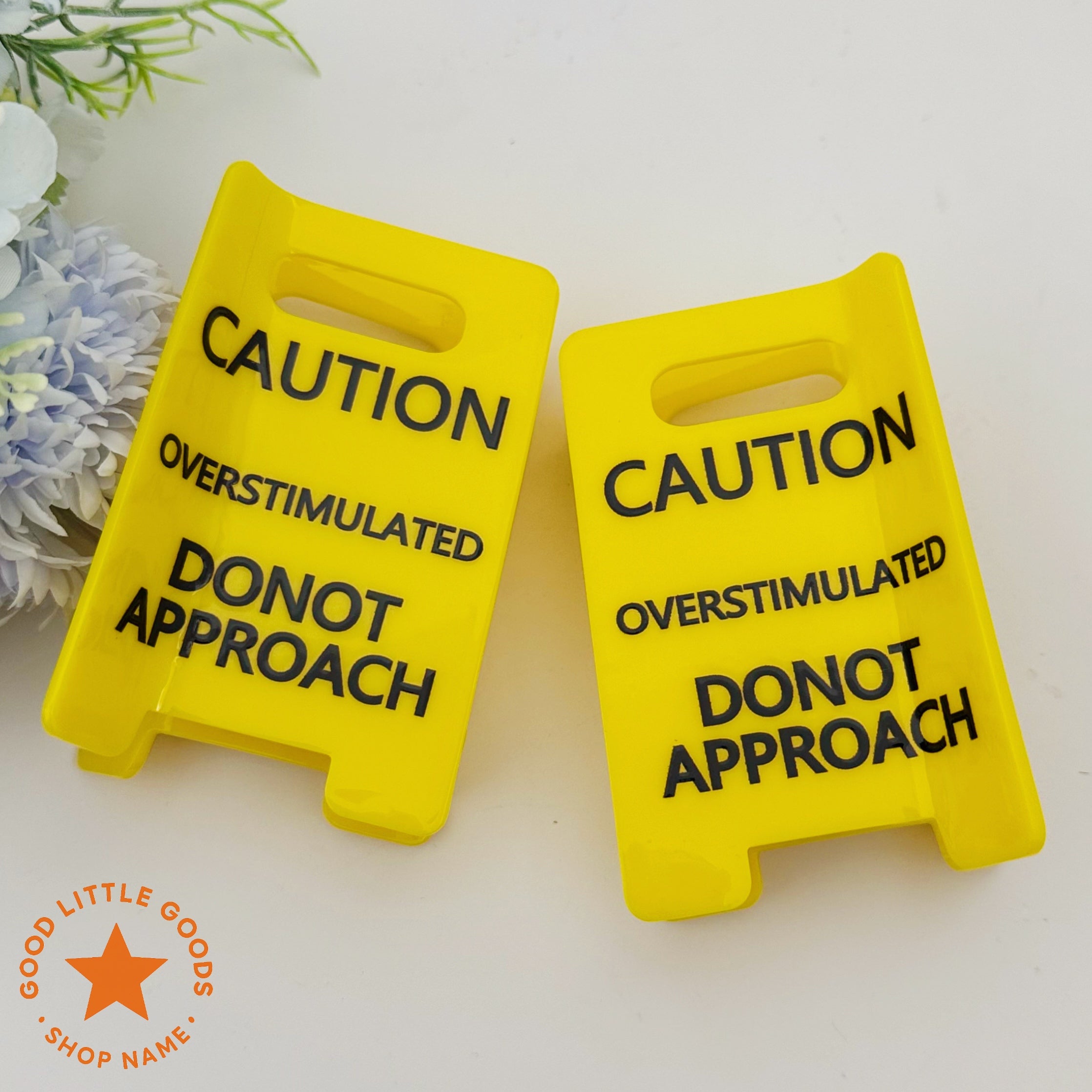 Caution Overstimulated Sign Hair Clip