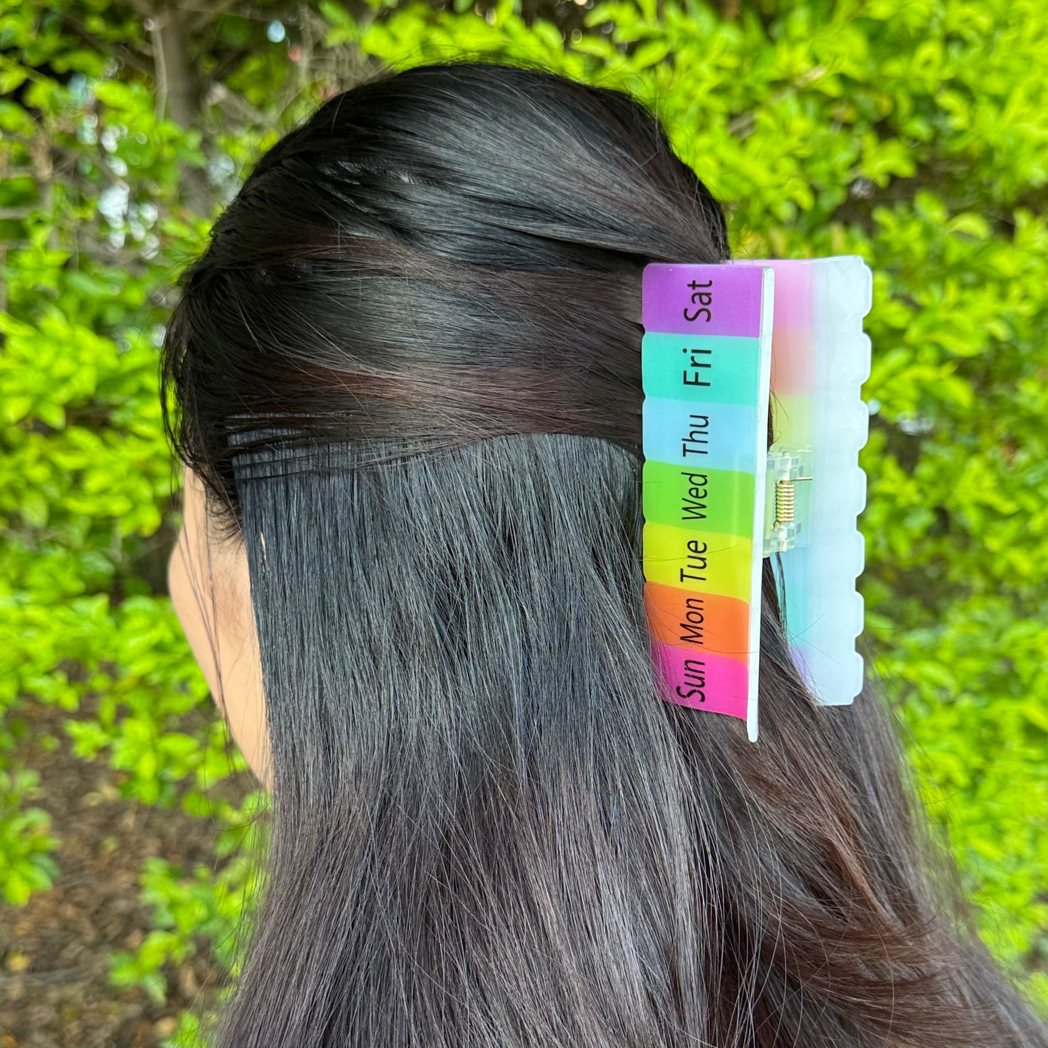 Weekly Pill Organizer Hair Clip | Colorful Daily Schedule-Themed Fun Hair Accessory for Casual Styling